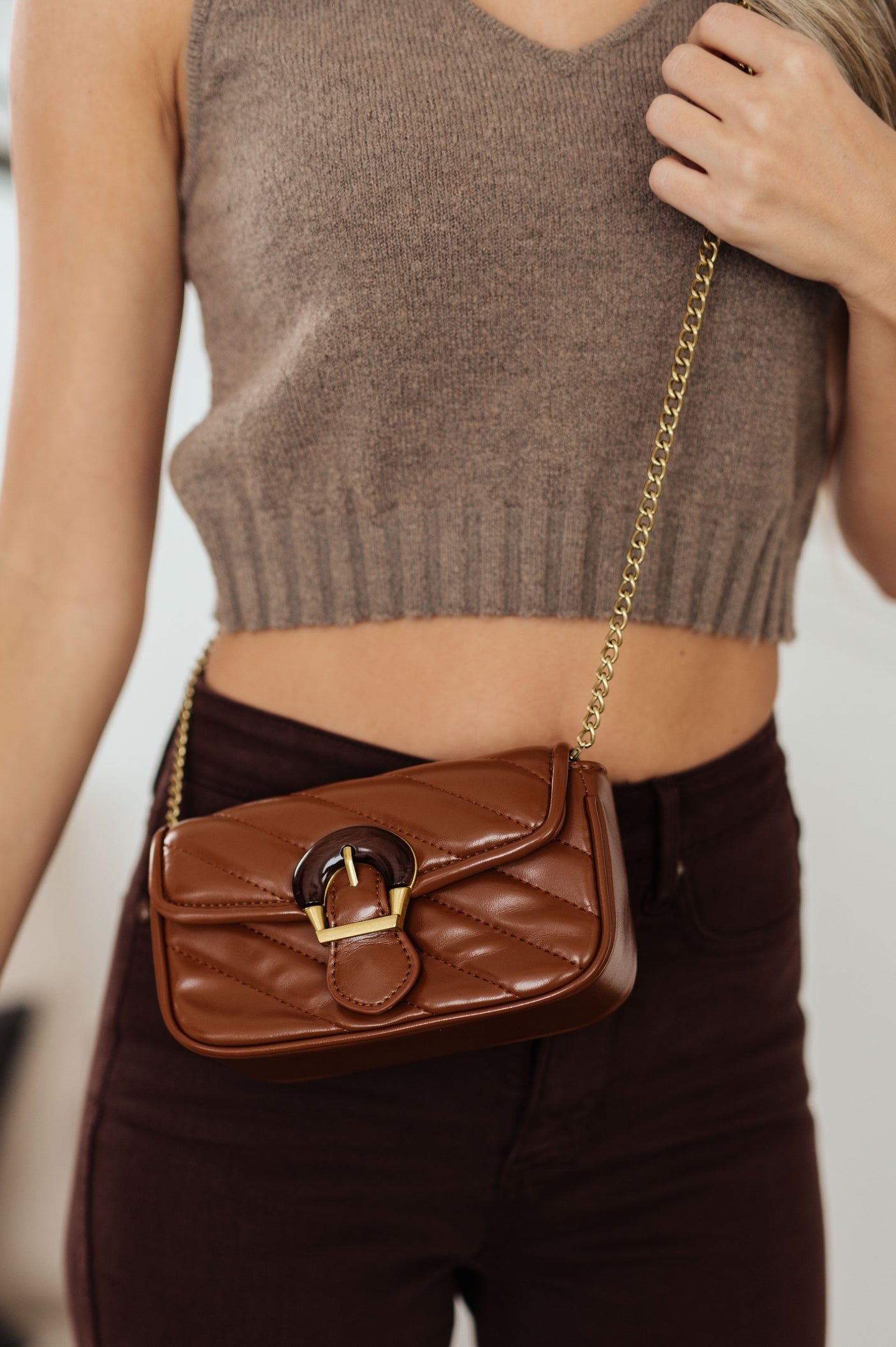 Classic Beauty Quilted Clutch in Brown - Liarian Unlimited Boutique