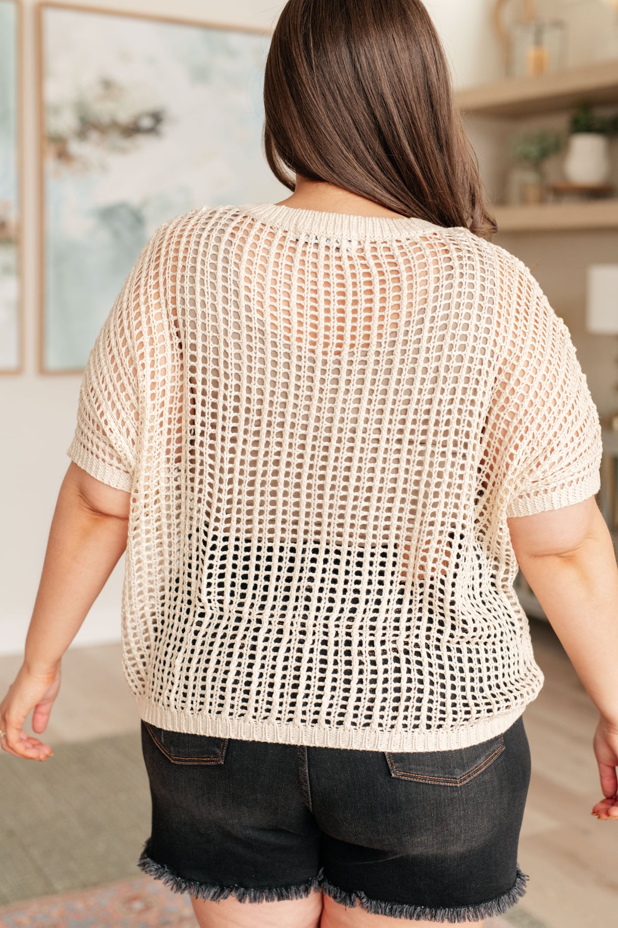 Coastal Dreams Fishnet Top in Cream - Liarian Unlimited Boutique