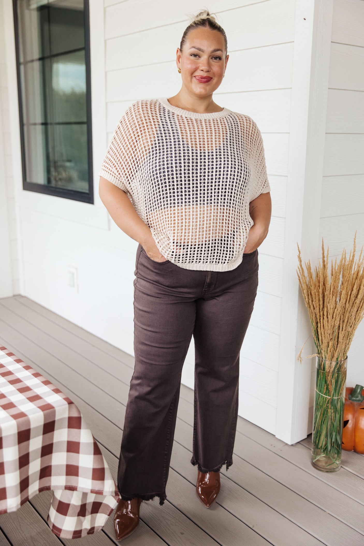 Coastal Dreams Fishnet Top in Cream - Liarian Unlimited Boutique