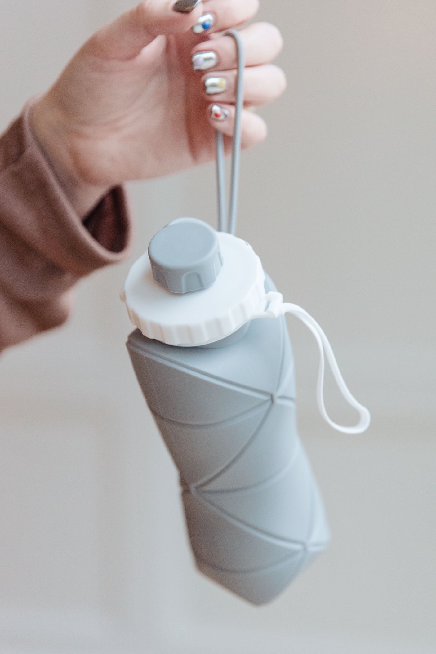 Collapsing Silicone Water Bottle in Diamond Gray - Liarian Unlimited Boutique