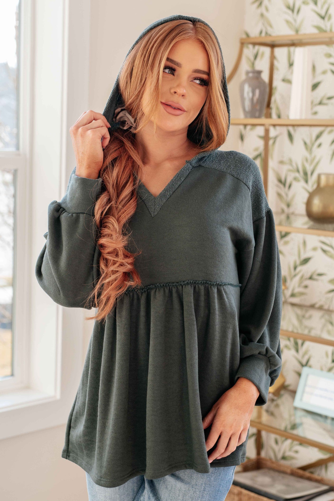 She's Not Wrong Hooded V-Neck Pullover