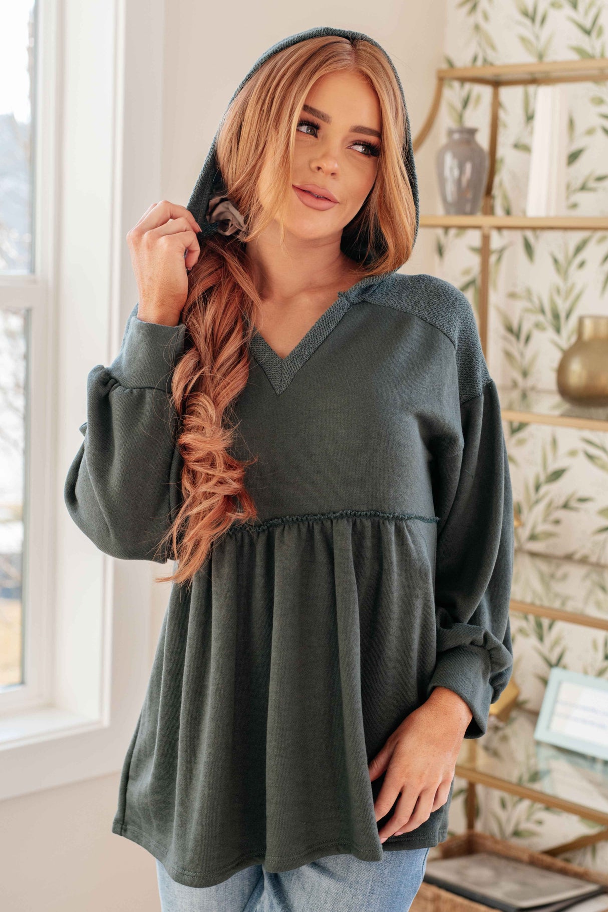 She's Not Wrong Hooded V-Neck Pullover