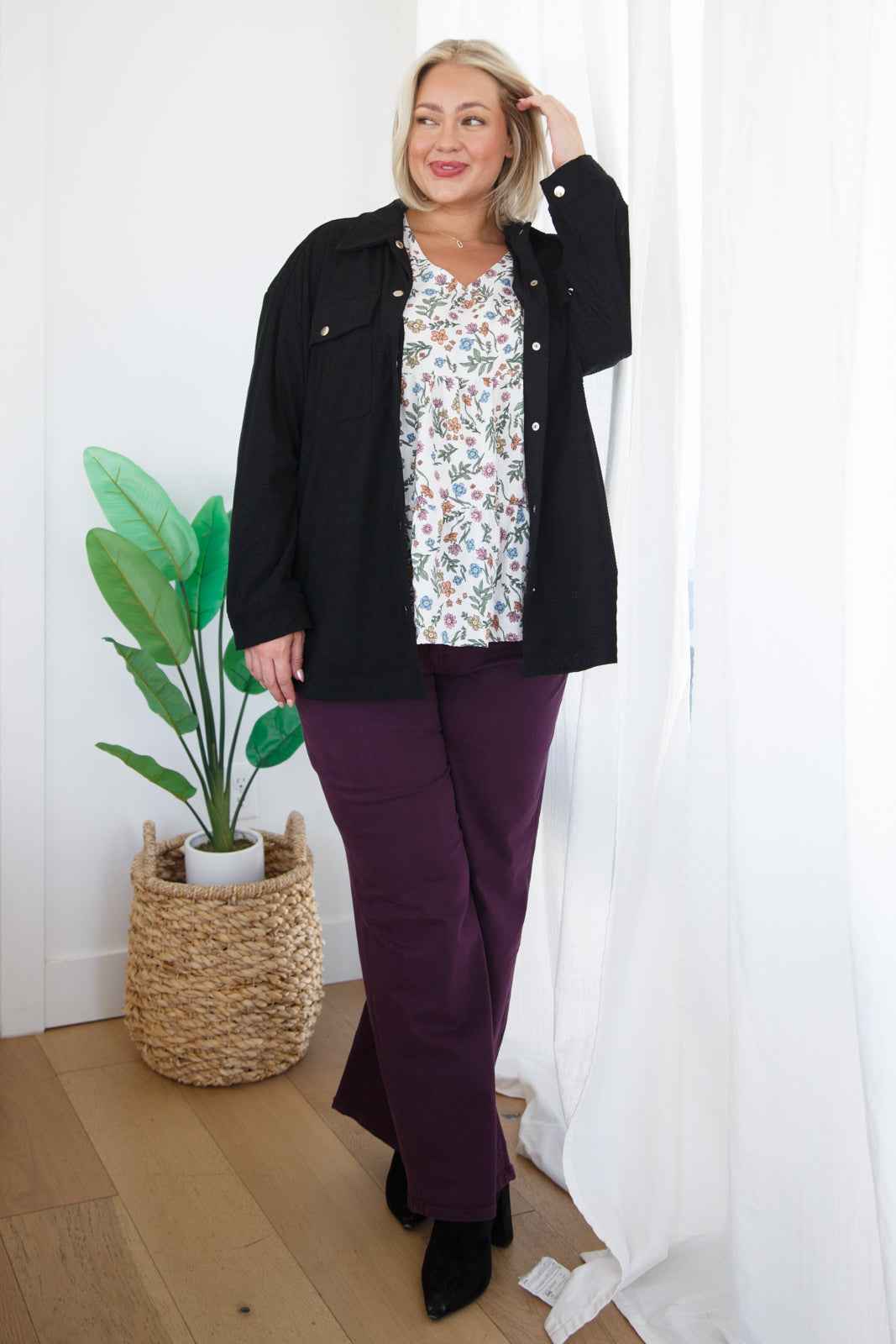 Petunia High Rise Wide Leg Jeans in Plum - Liarian Unlimited Boutique