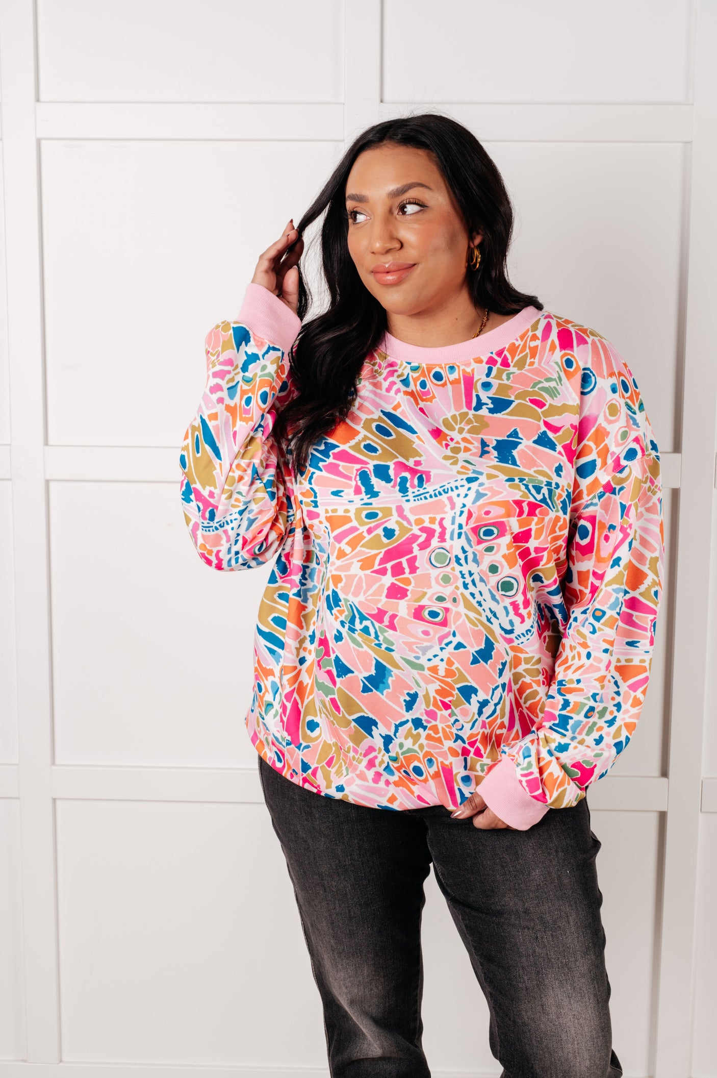 Suéter con estampado abstracto de tiempos confusos