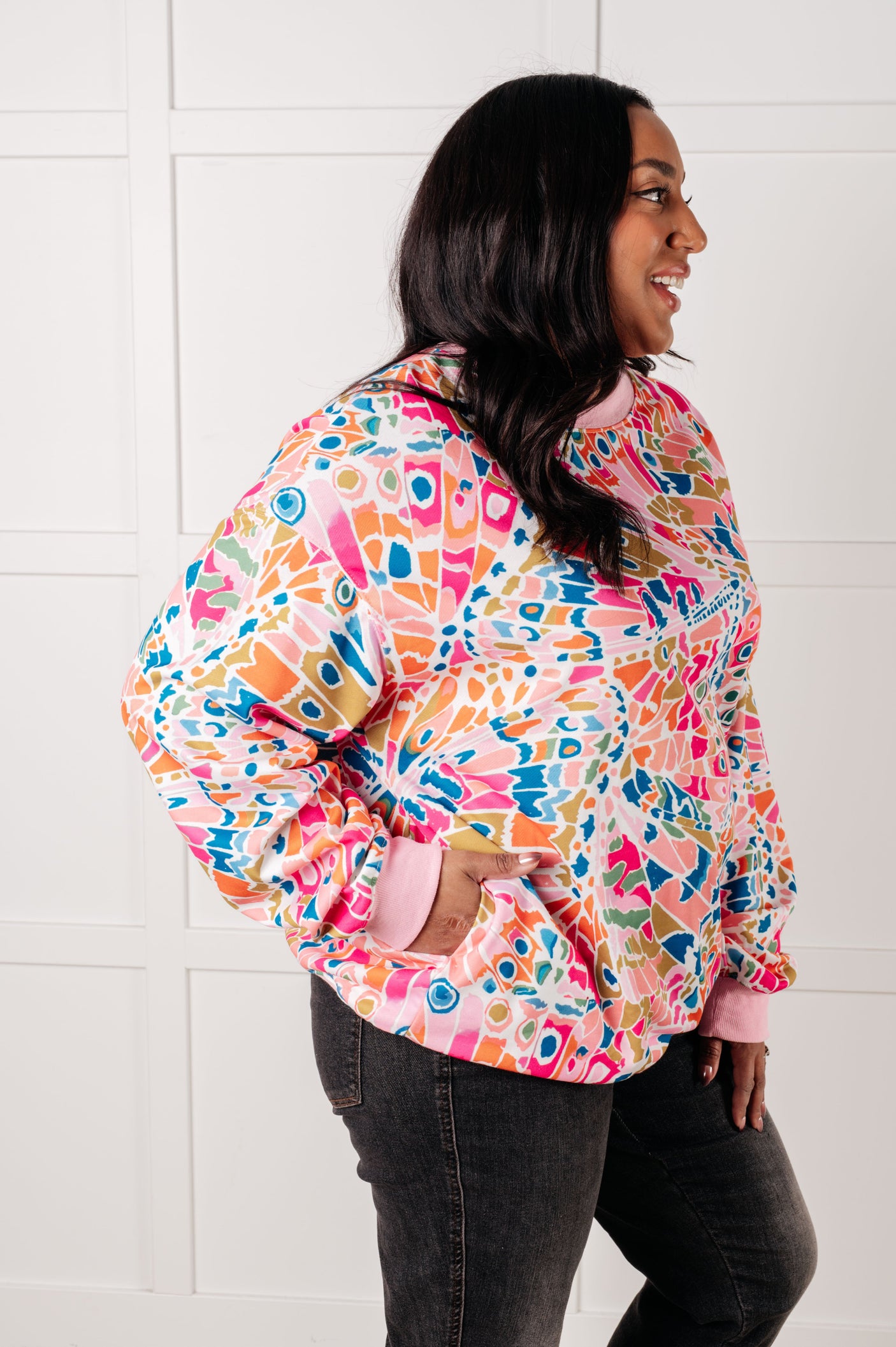 Suéter con estampado abstracto de tiempos confusos