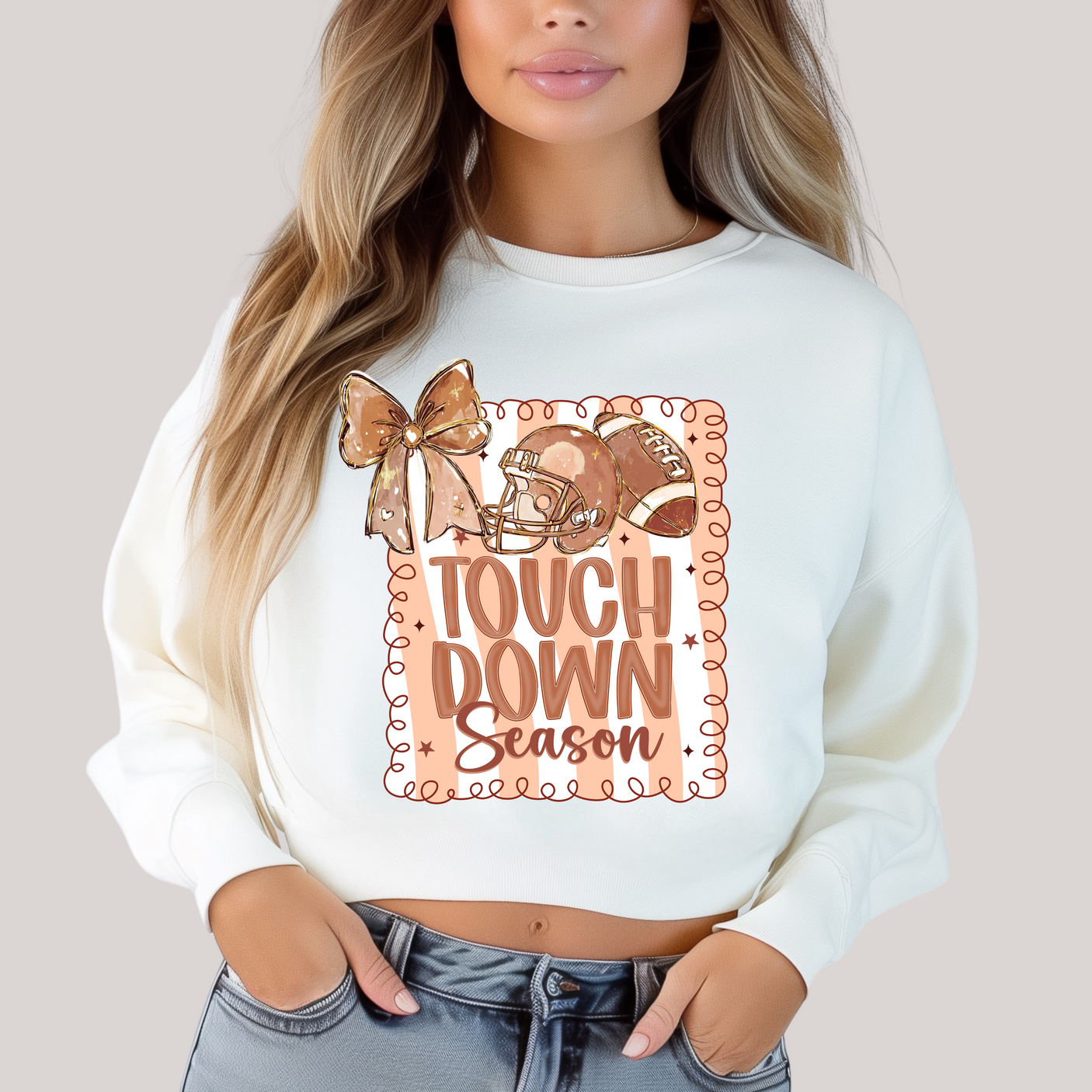 Sudadera Coquette Touchdown Season con blanco