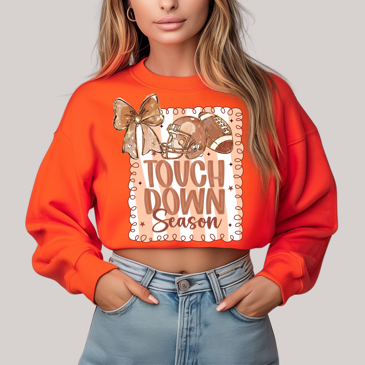 Sudadera naranja de la temporada de Touchdown de Coquette