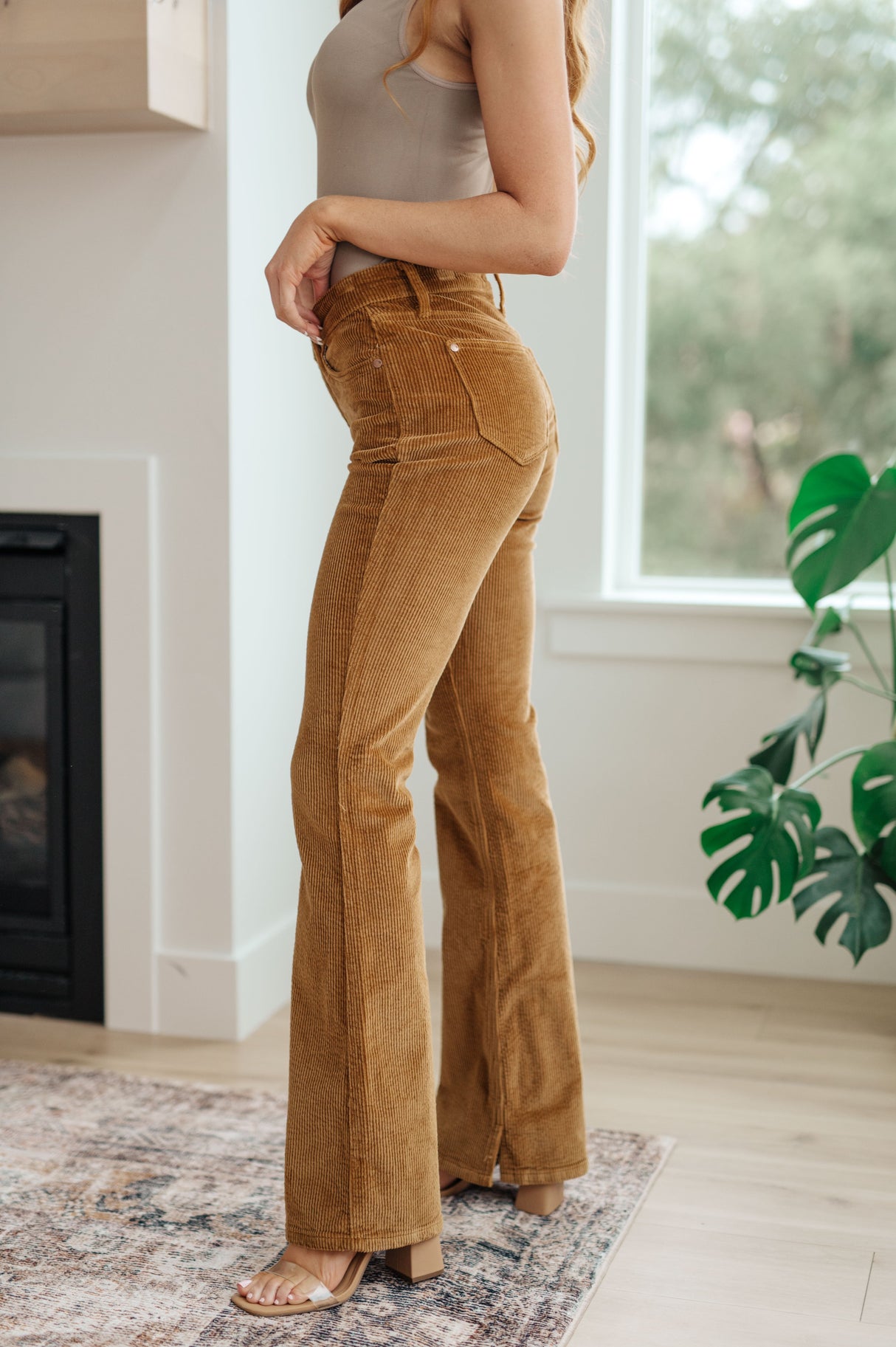 Cordelia Bootcut Corduroy Pants in Camel - Liarian Unlimited Boutique