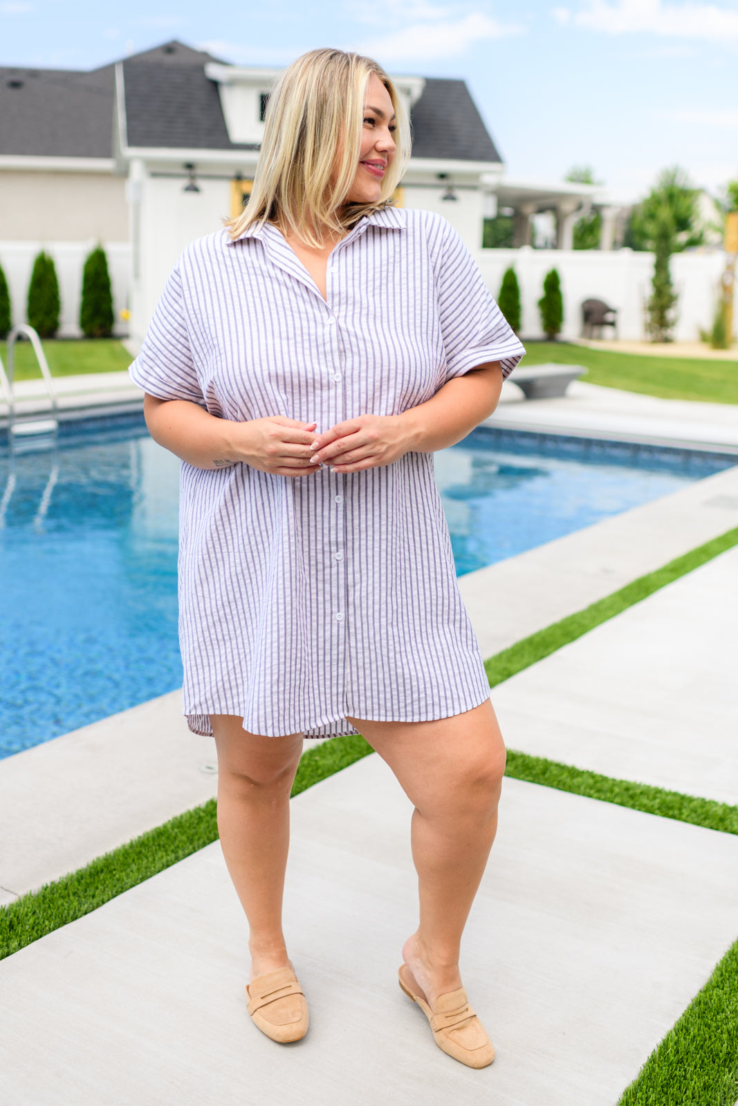 Cornelia Striped Shirt Dress - Liarian Unlimited Boutique