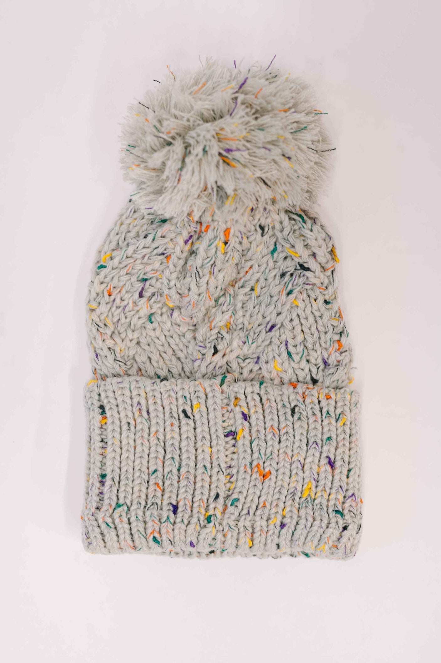 Cover Your Ears Pom Pom Beanie in Grey