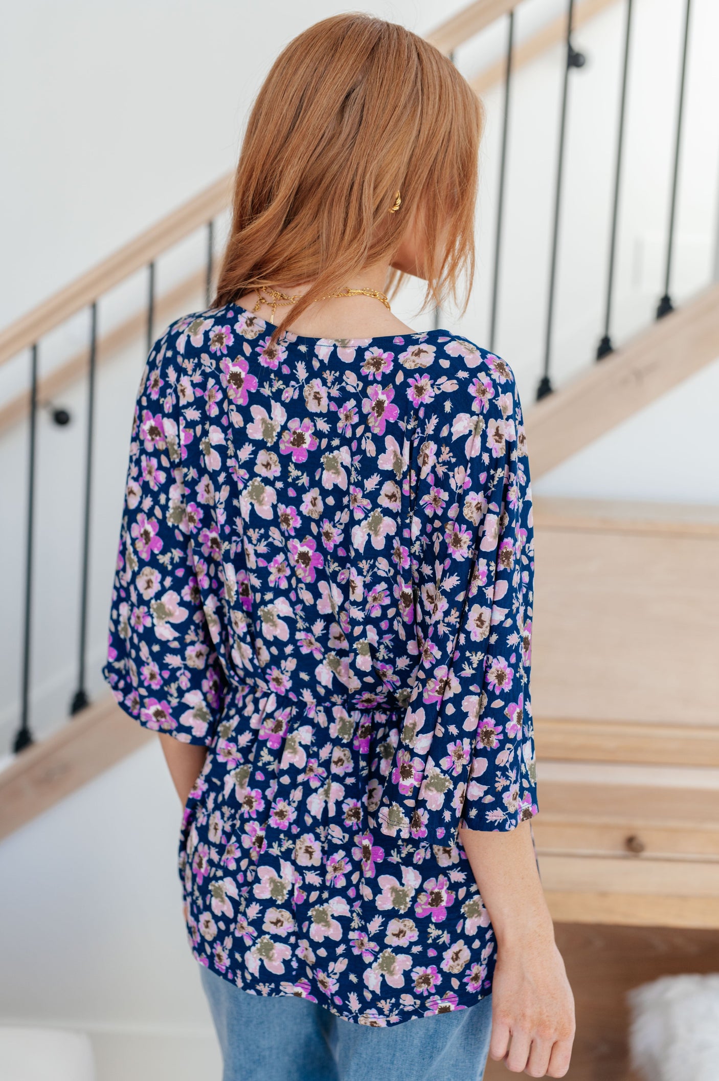 Dearest Dreamer Peplum Top in Navy Floral - Liarian Unlimited Boutique