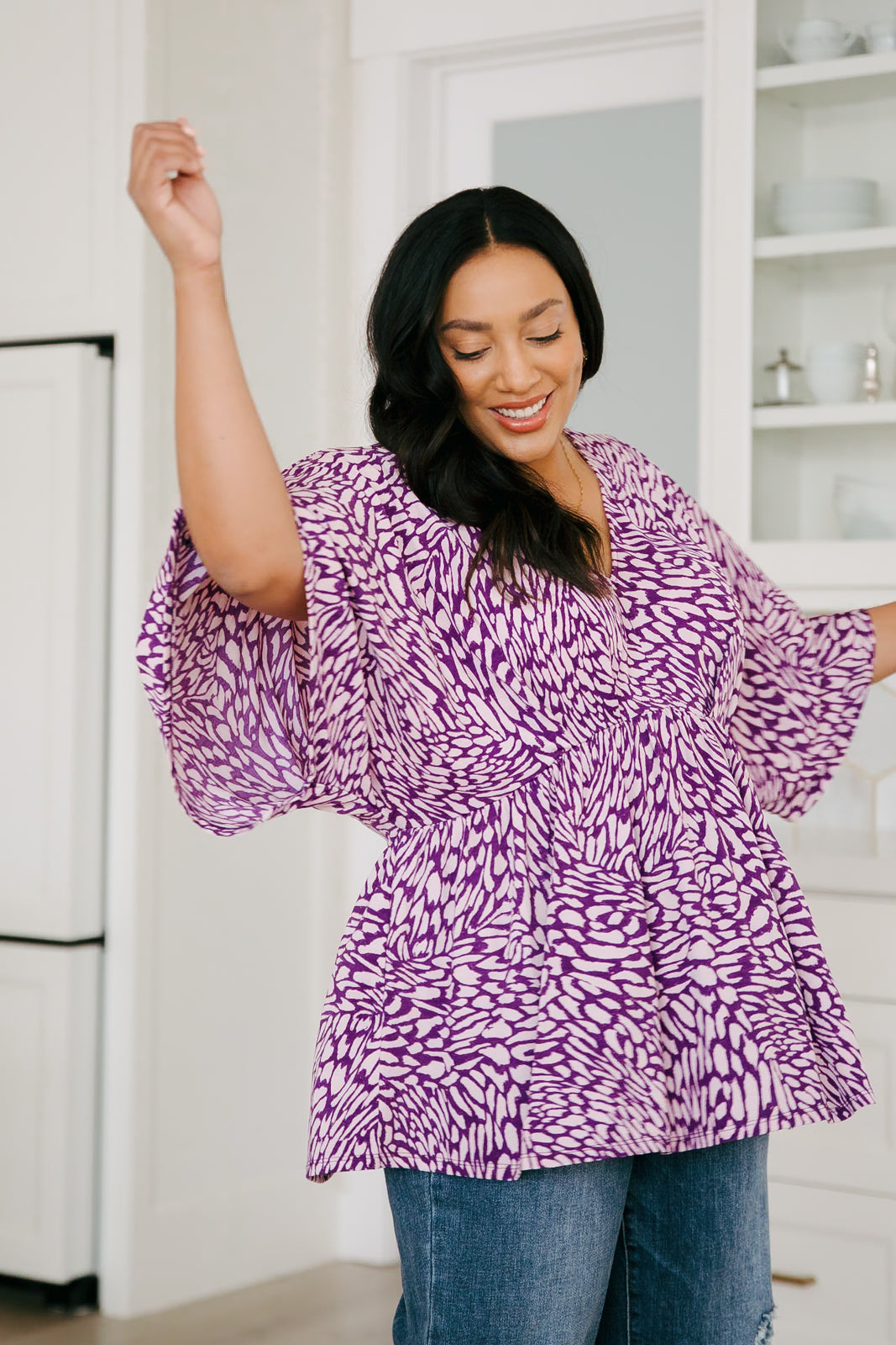 Dearest Dreamer Peplum Top in Painted Purple - Liarian Unlimited Boutique