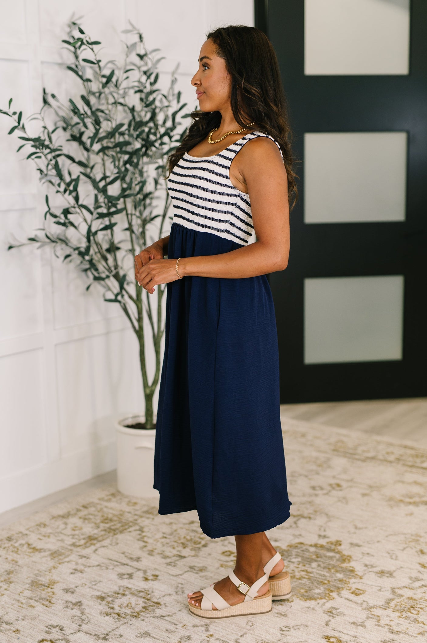 Vestido midi Dockside Darling en azul marino