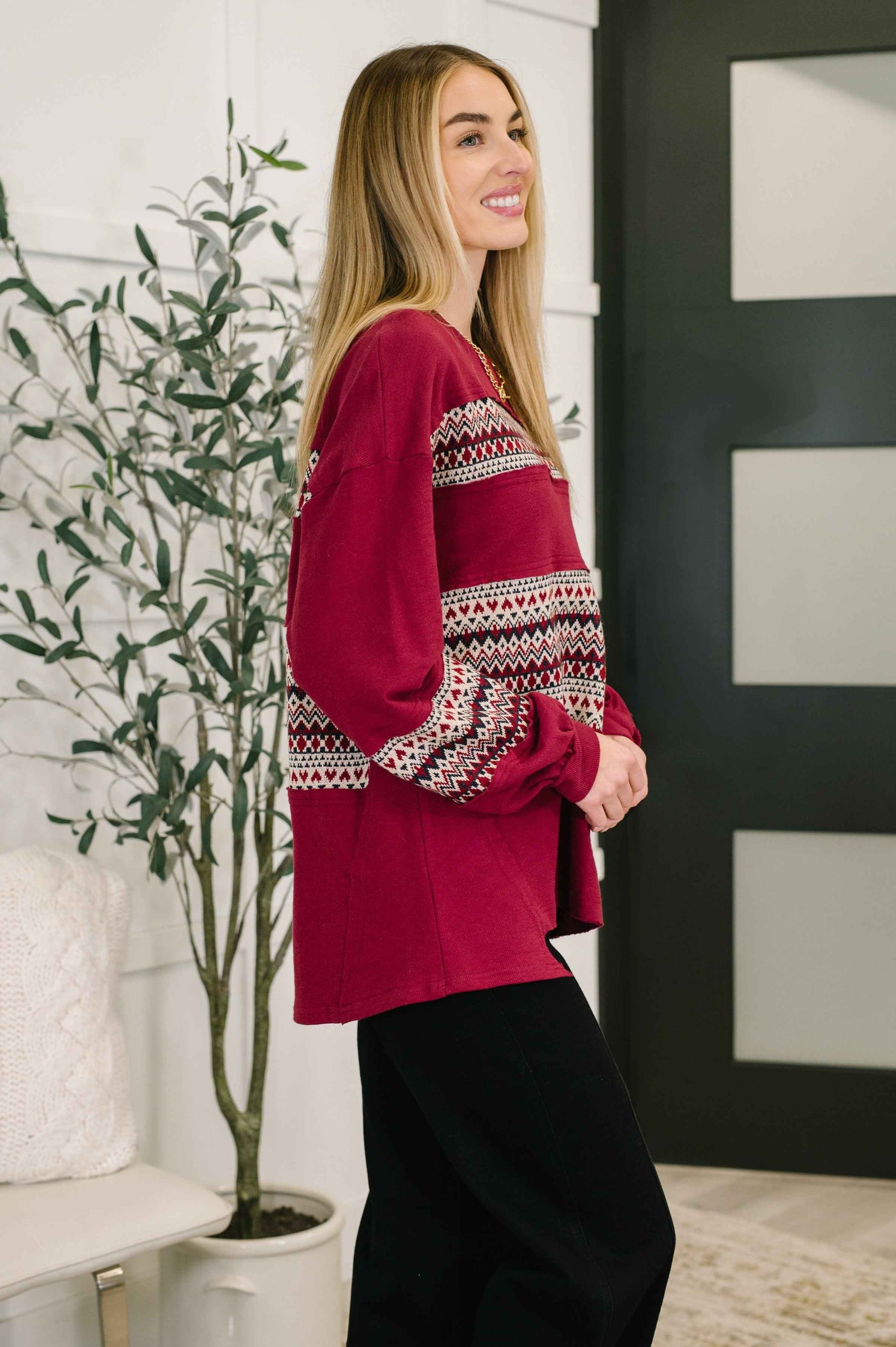 Don't Let Me Miss It Color Block Detail Top