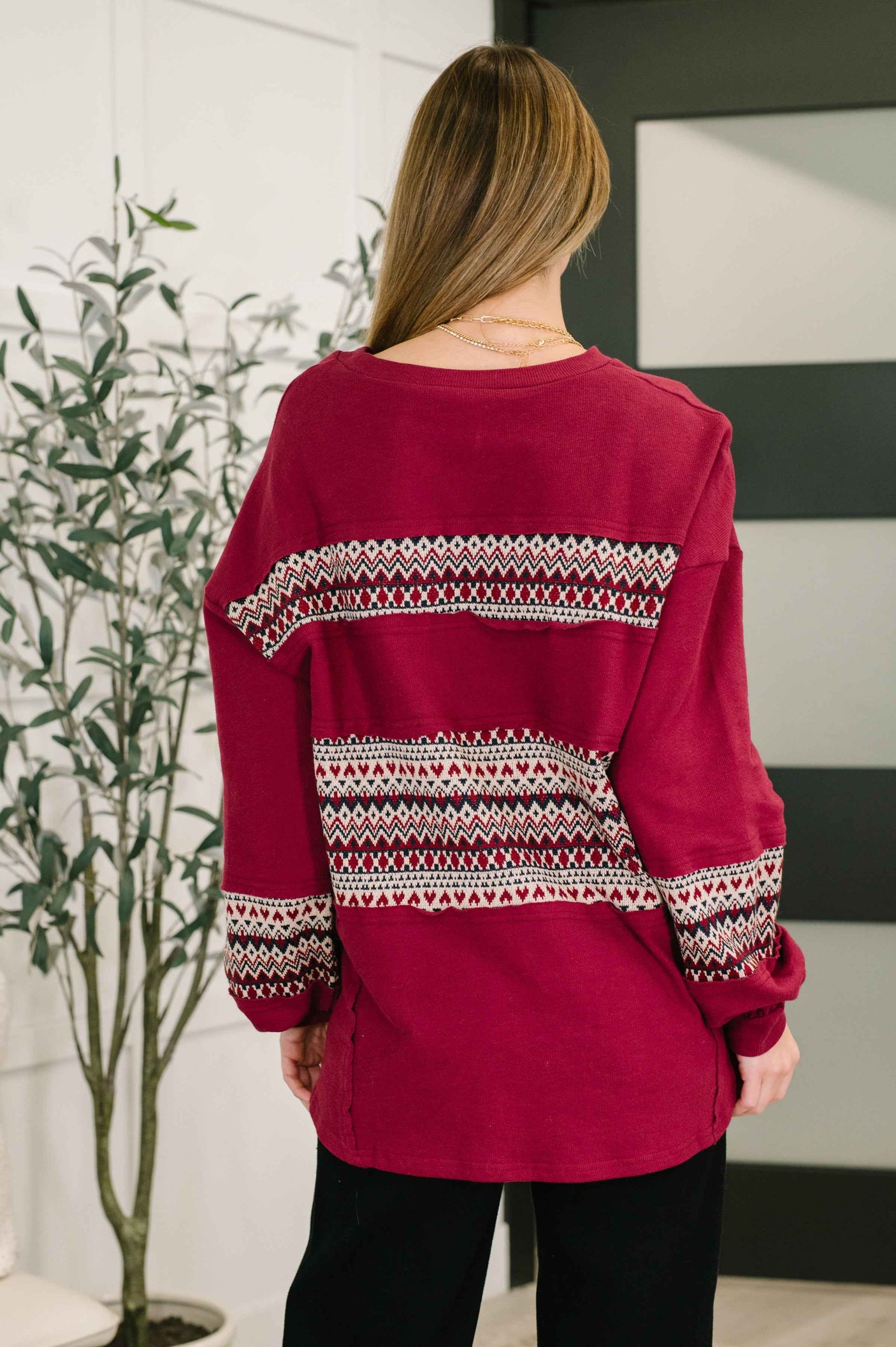 Don't Let Me Miss It Color Block Detail Top