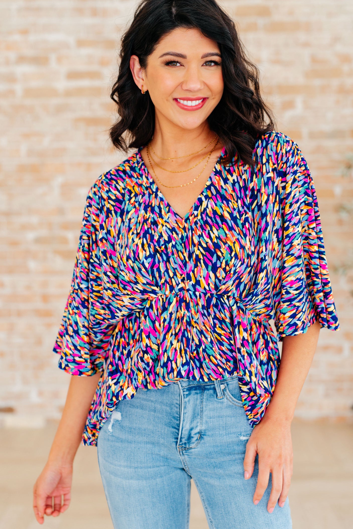 Top peplum Dreamer en multicolor real pintado