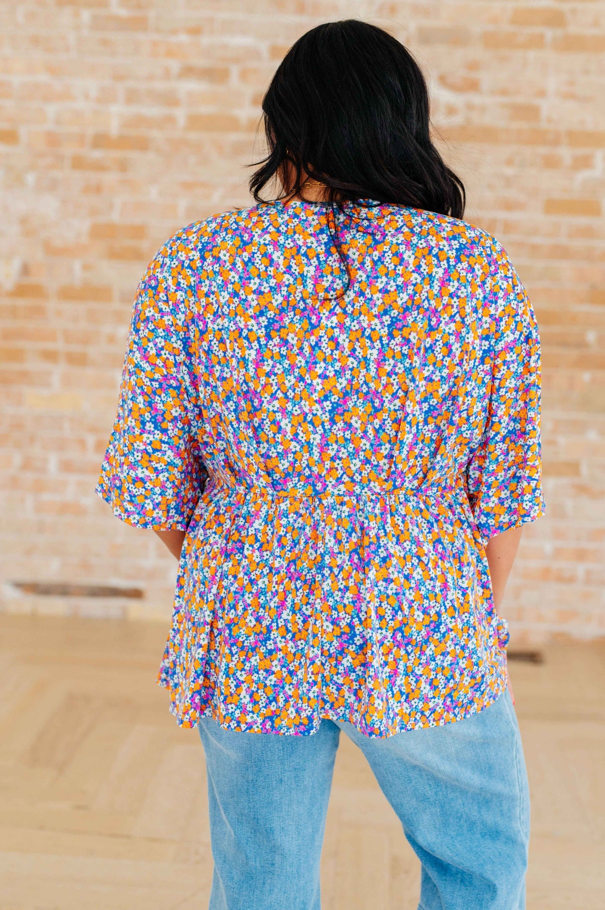 Dreamer Peplum Top in Purple Retro Ditsy Floral - Liarian Unlimited Boutique