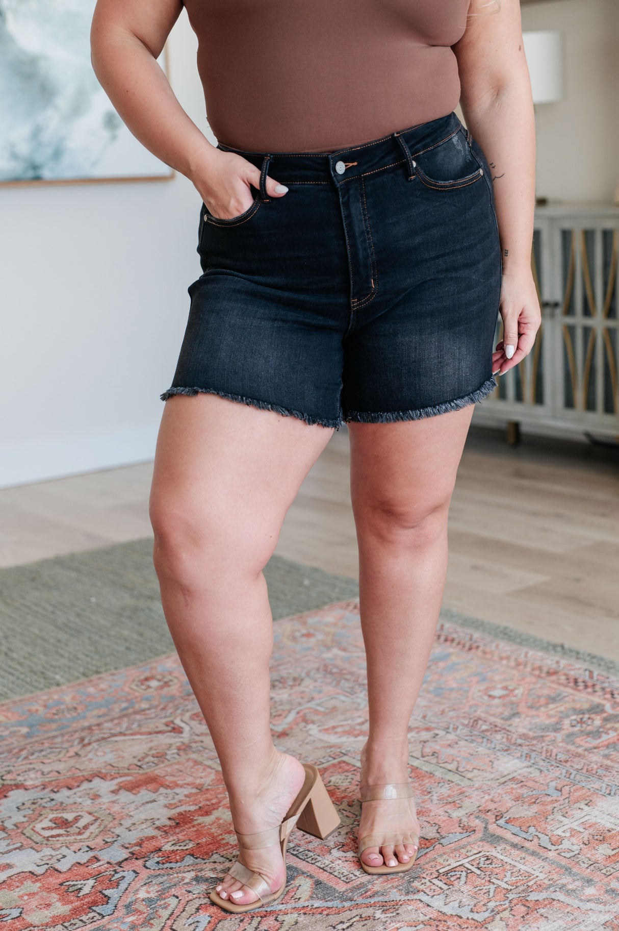 Ember High Rise Control Top Fray Hem Shorts - Liarian Unlimited Boutique