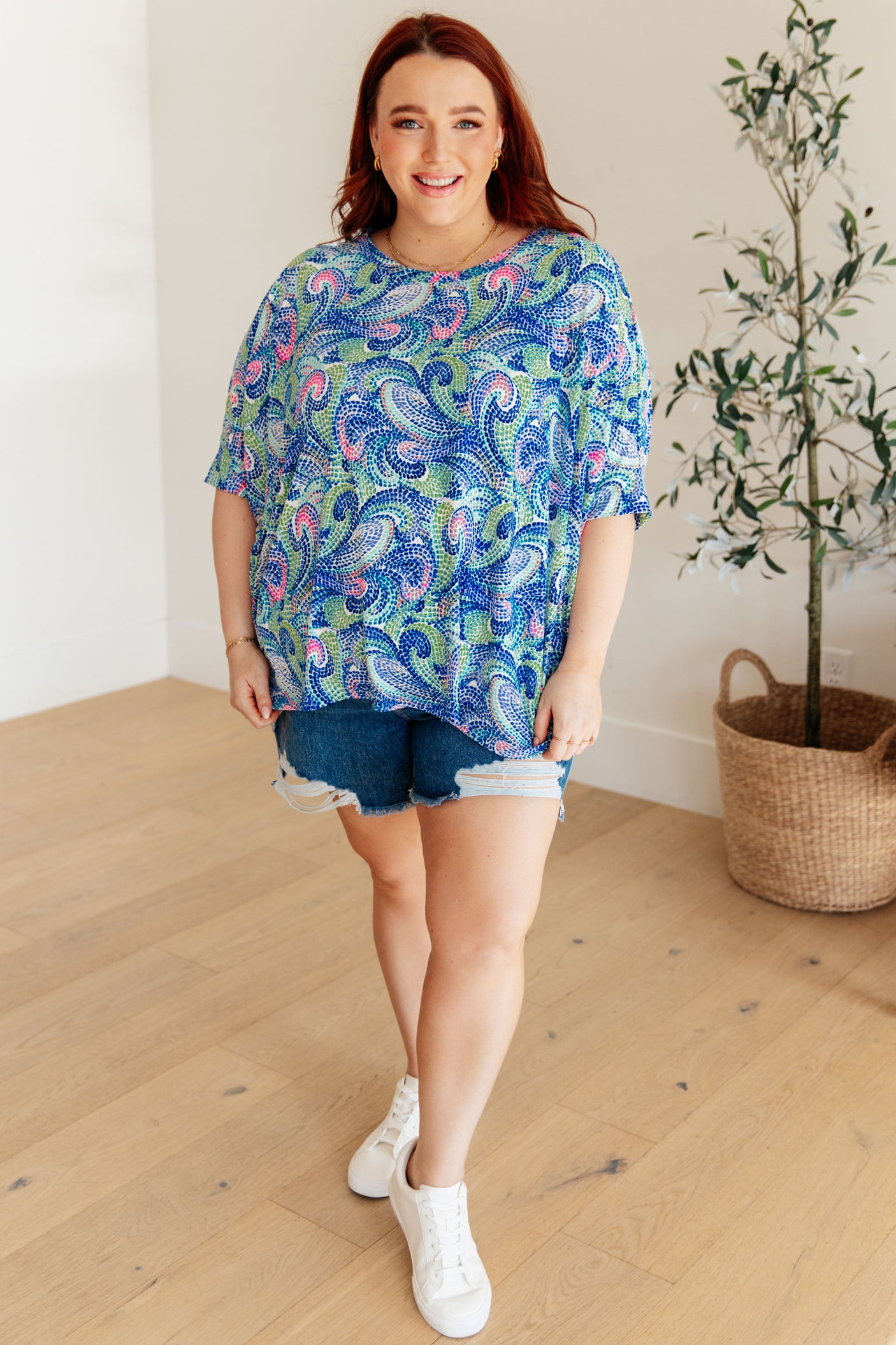 Essential Blouse in Painted Blue Mix - Liarian Unlimited Boutique