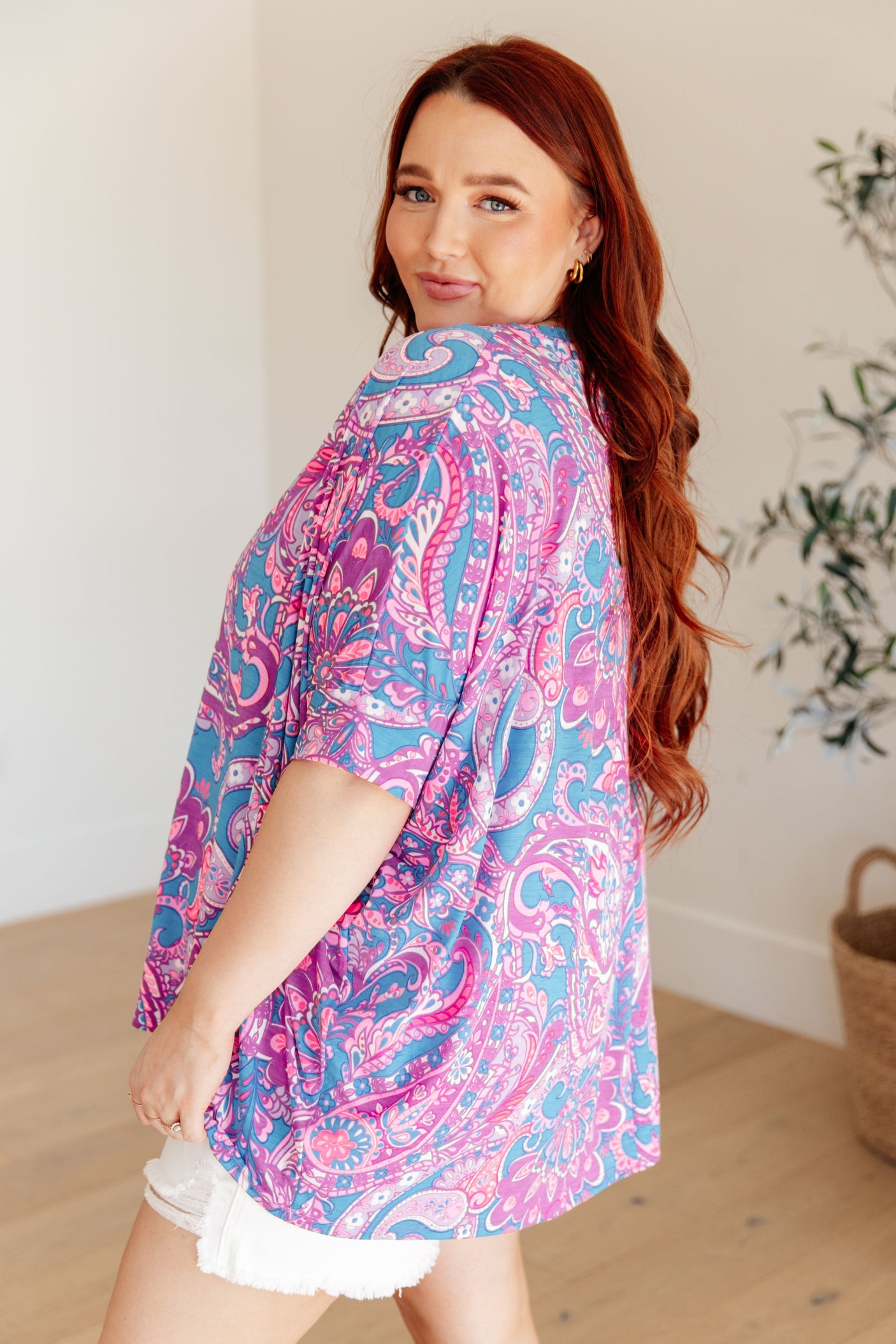 Essential Blouse in Purple Paisley - Liarian Unlimited Boutique