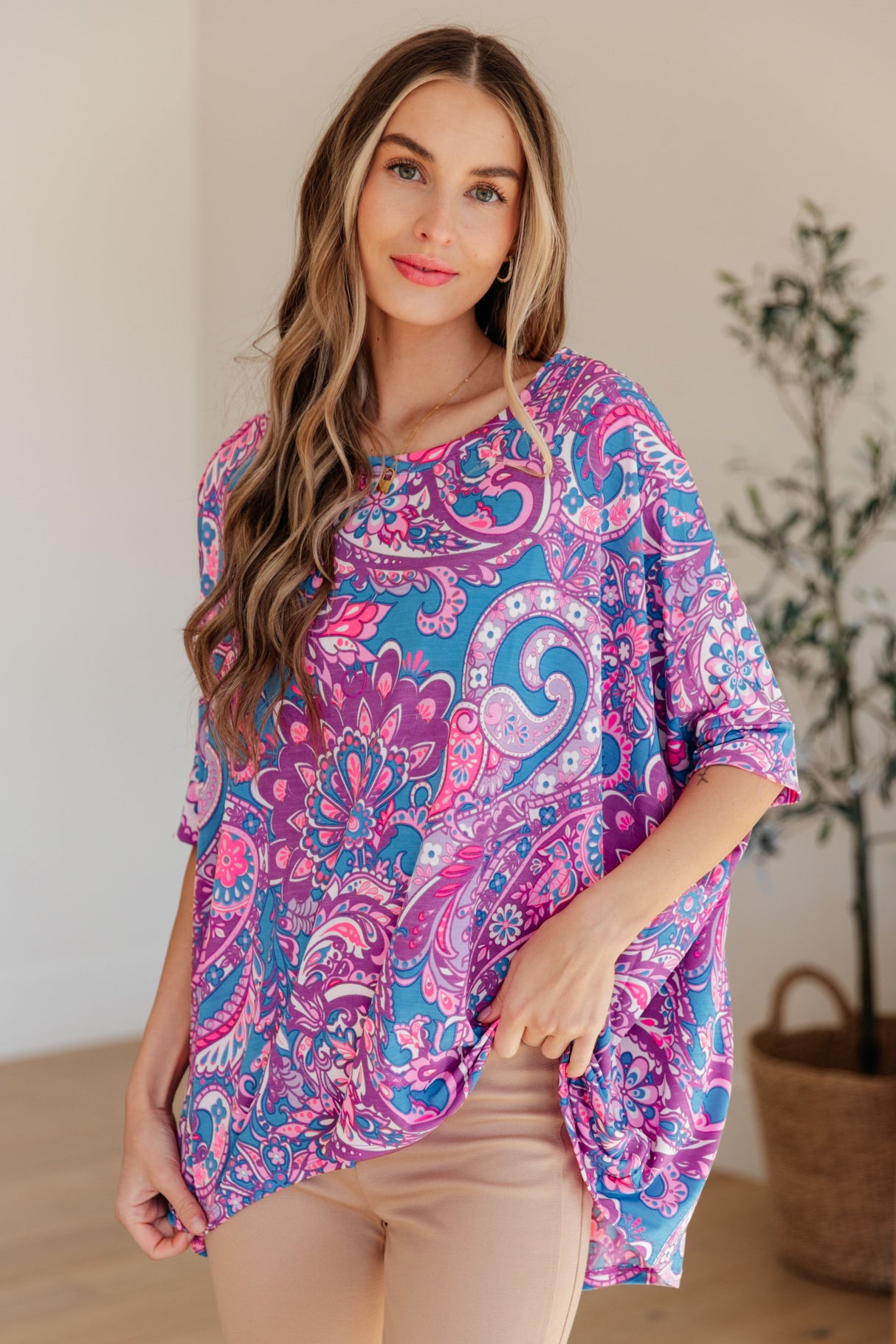 Essential Blouse in Purple Paisley - Liarian Unlimited Boutique