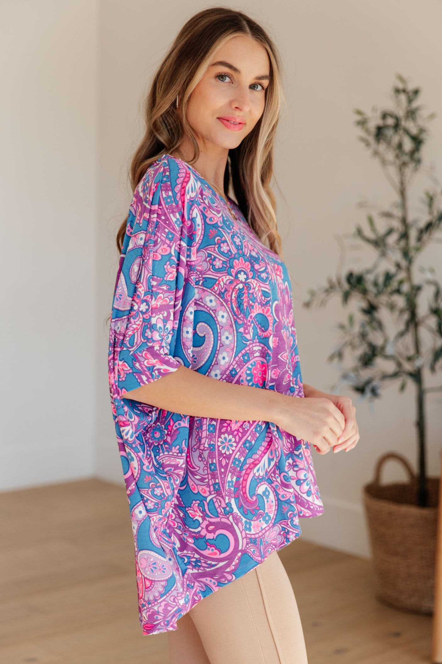 Essential Blouse in Purple Paisley - Liarian Unlimited Boutique