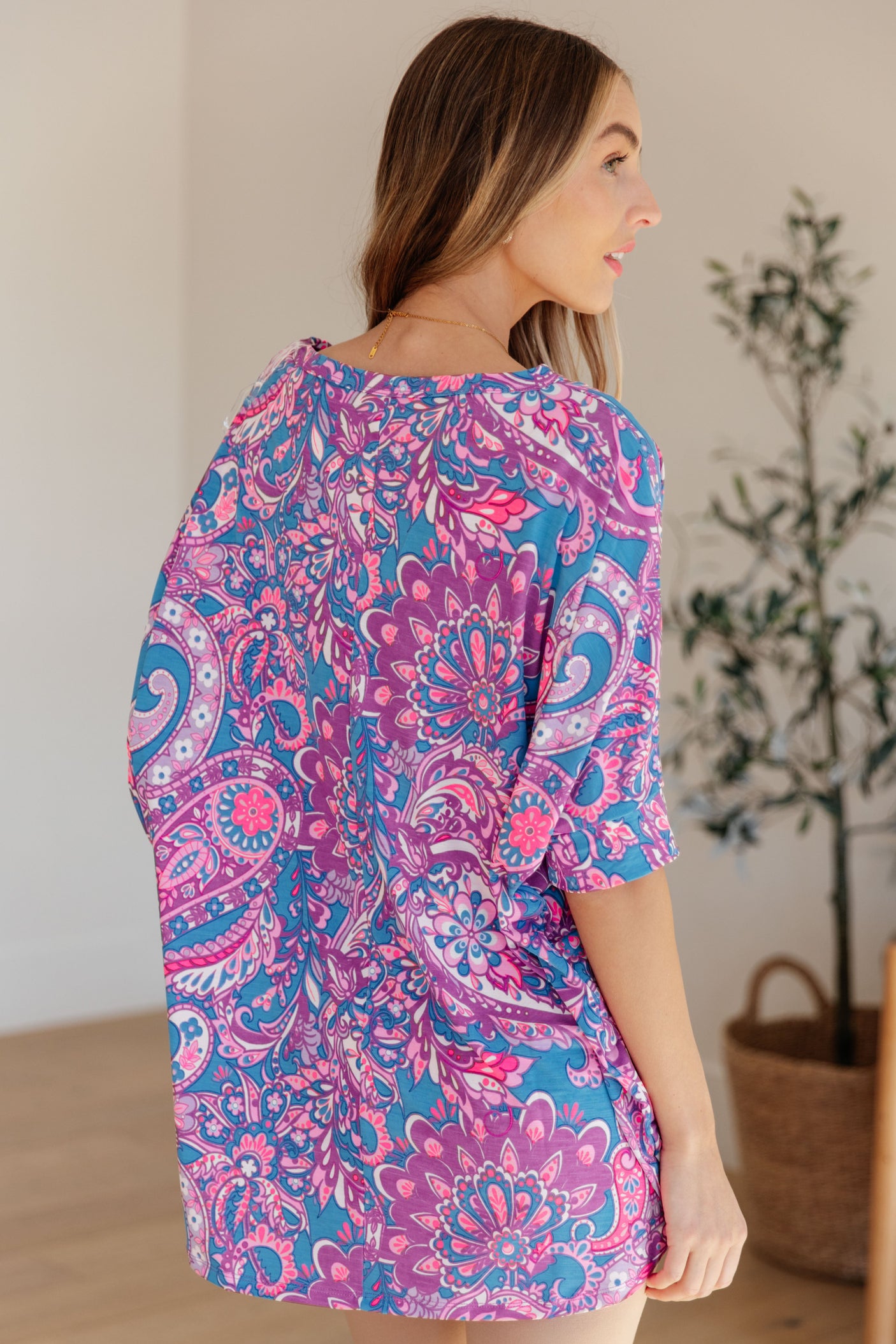 Essential Blouse in Purple Paisley - Liarian Unlimited Boutique