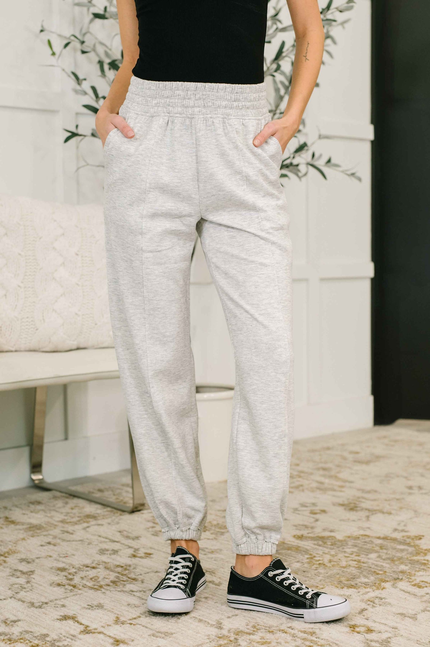 Every Second, Every Hour Jogger Bottoms in Heather Grey