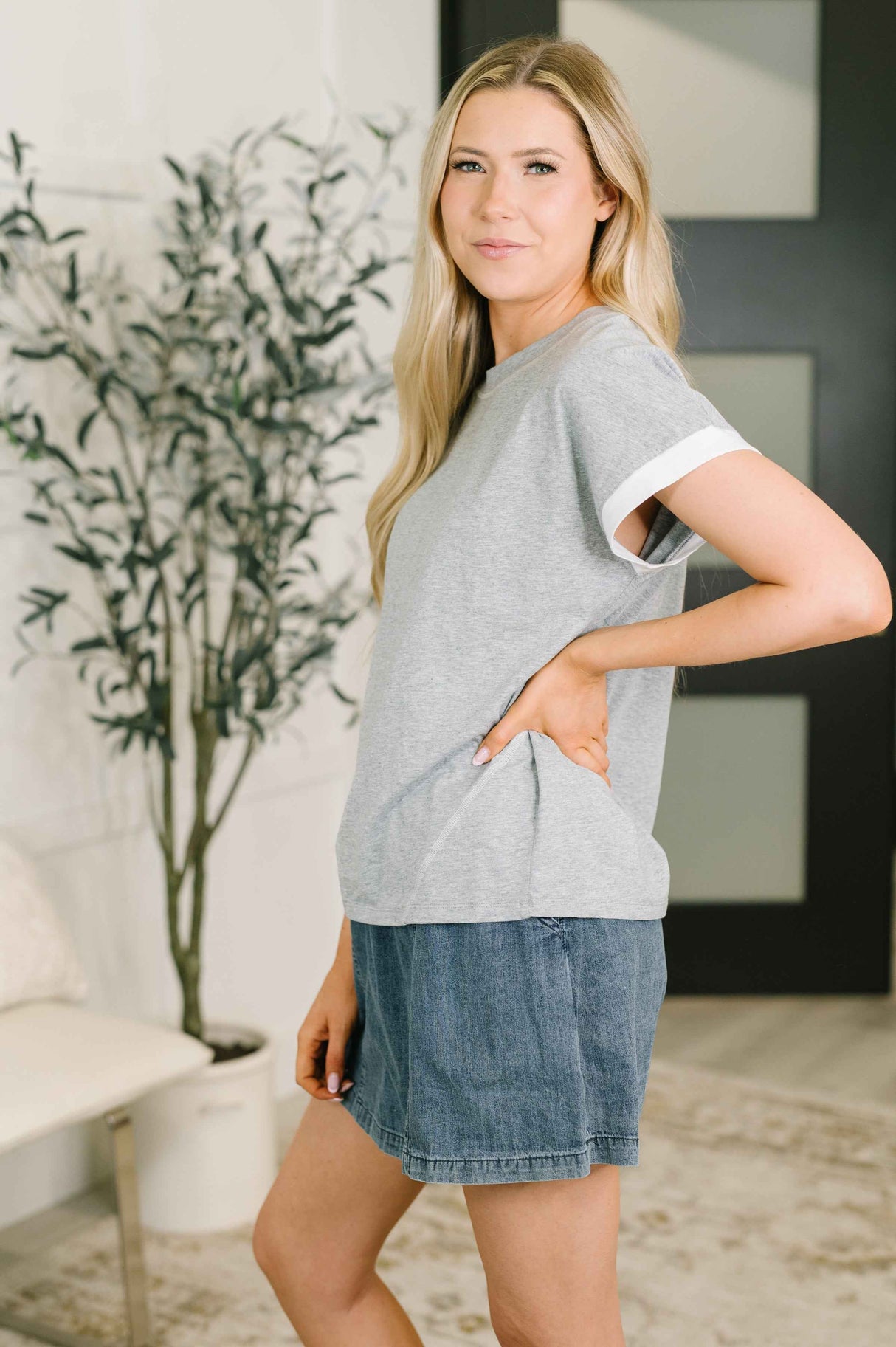 Feel Alright Two Tone Contrast in Heather Grey