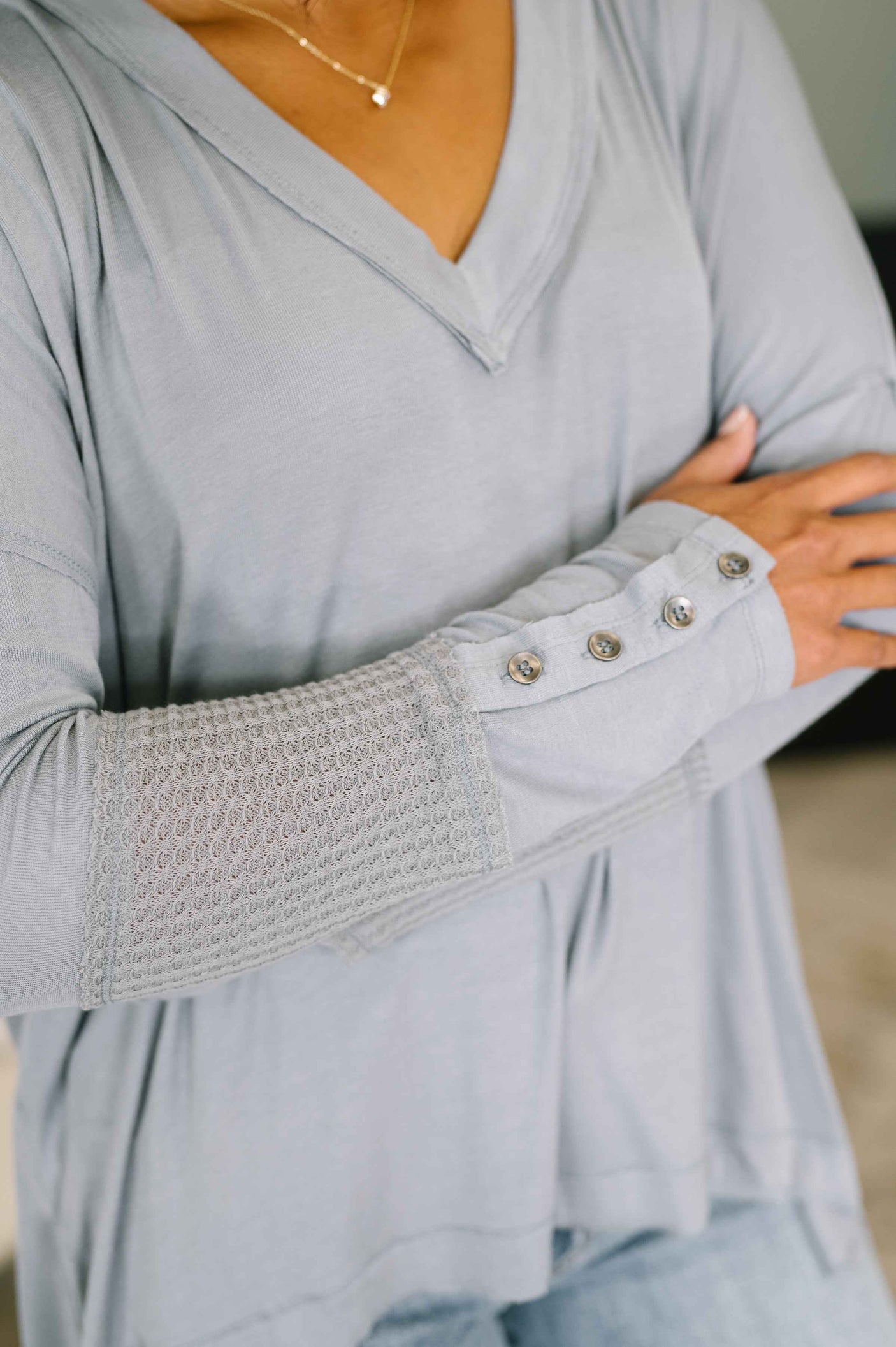 Feel That Something Contrast Sleeve Top