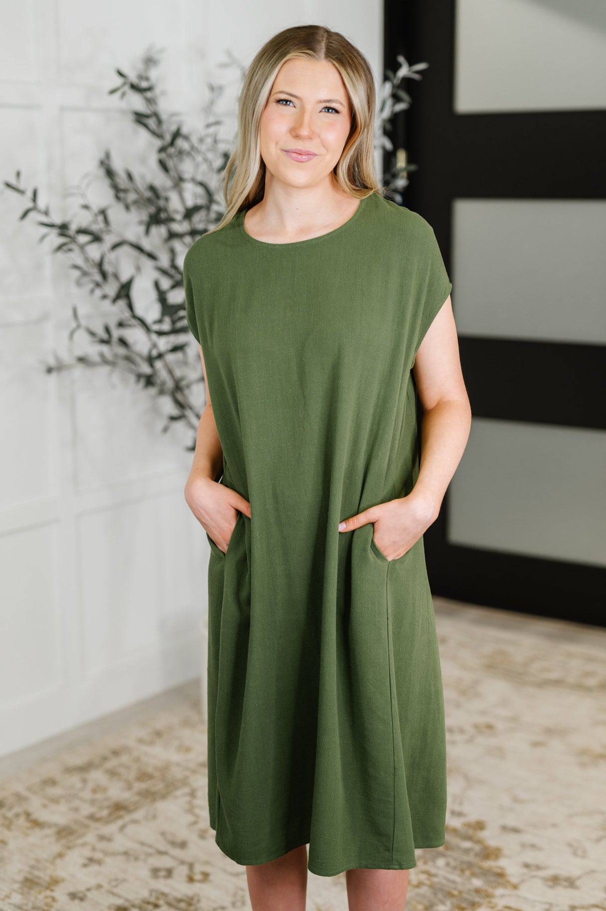 Vestido relajado Flatter Me Later en color musgo