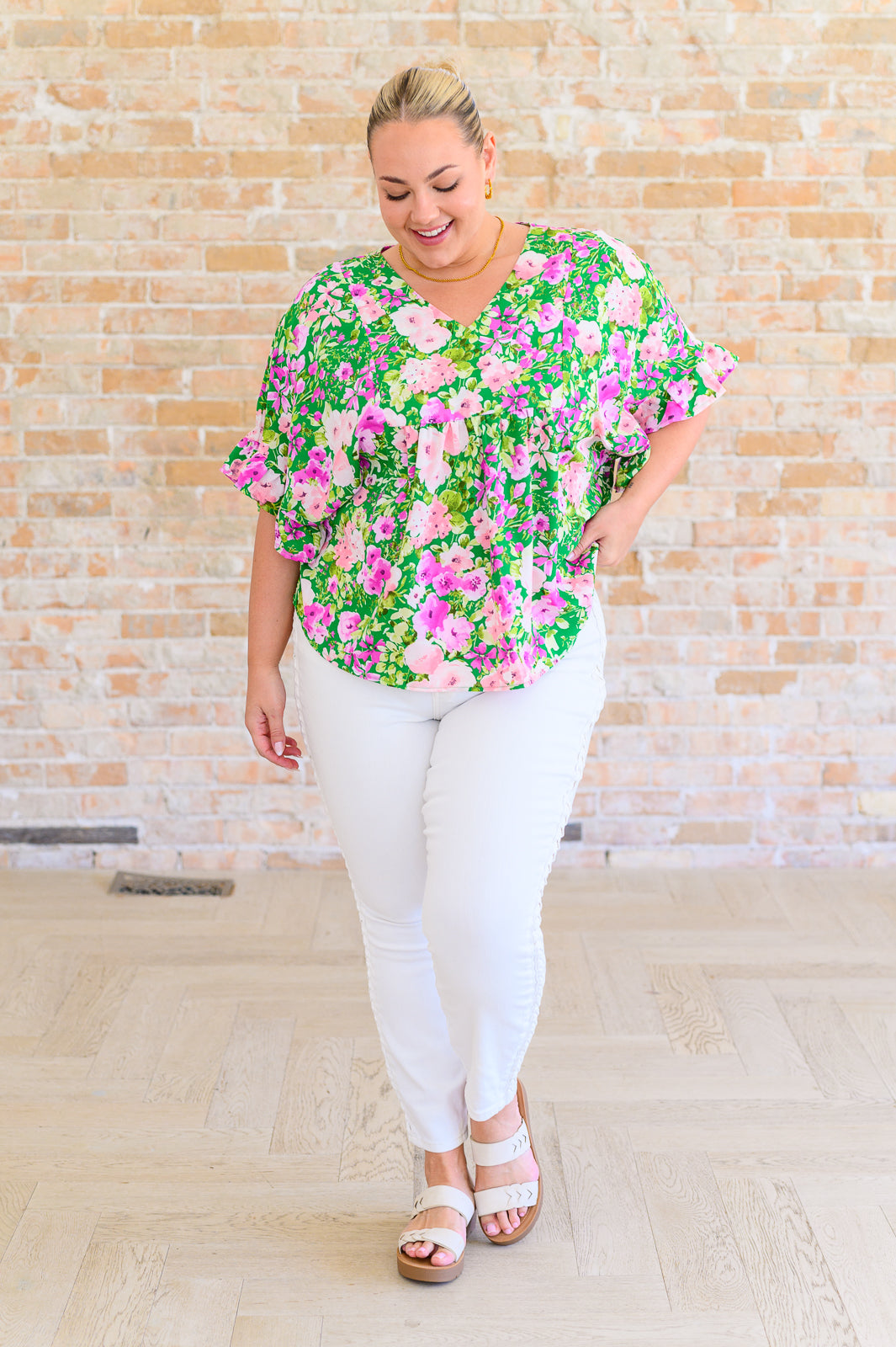 Top Florence con escote en V en verde Kelly