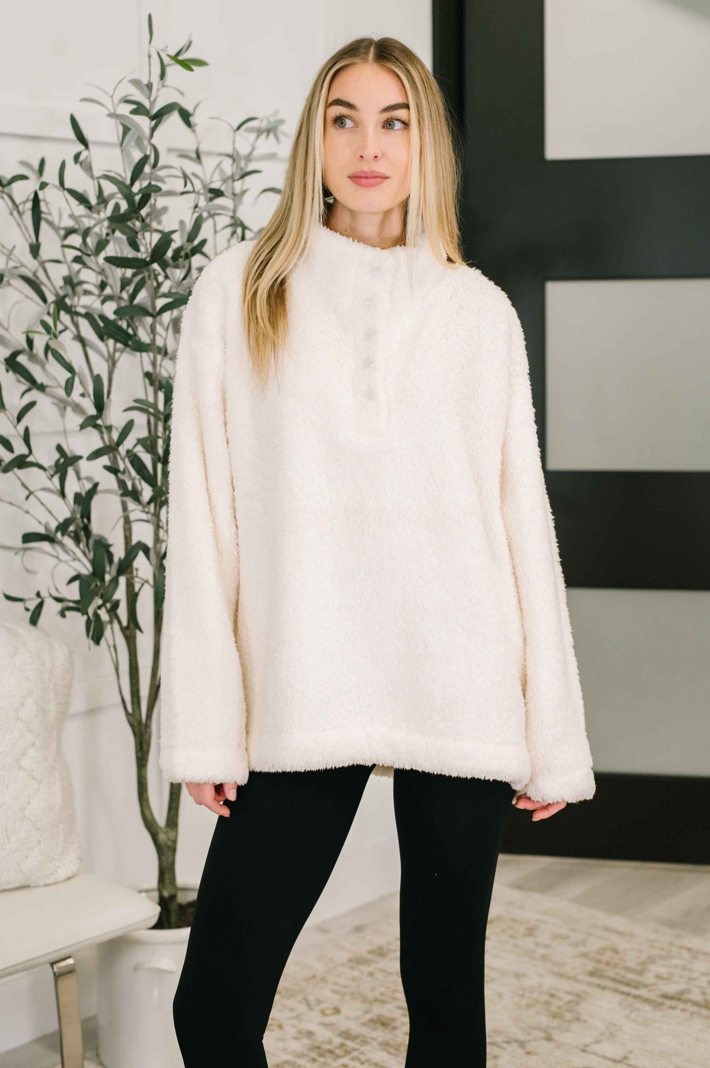 Fluffy Flurry Snap Button Pullover