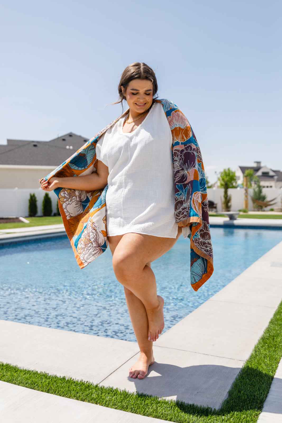 Luxury Beach Towel in Block Floral - Liarian Unlimited Boutique