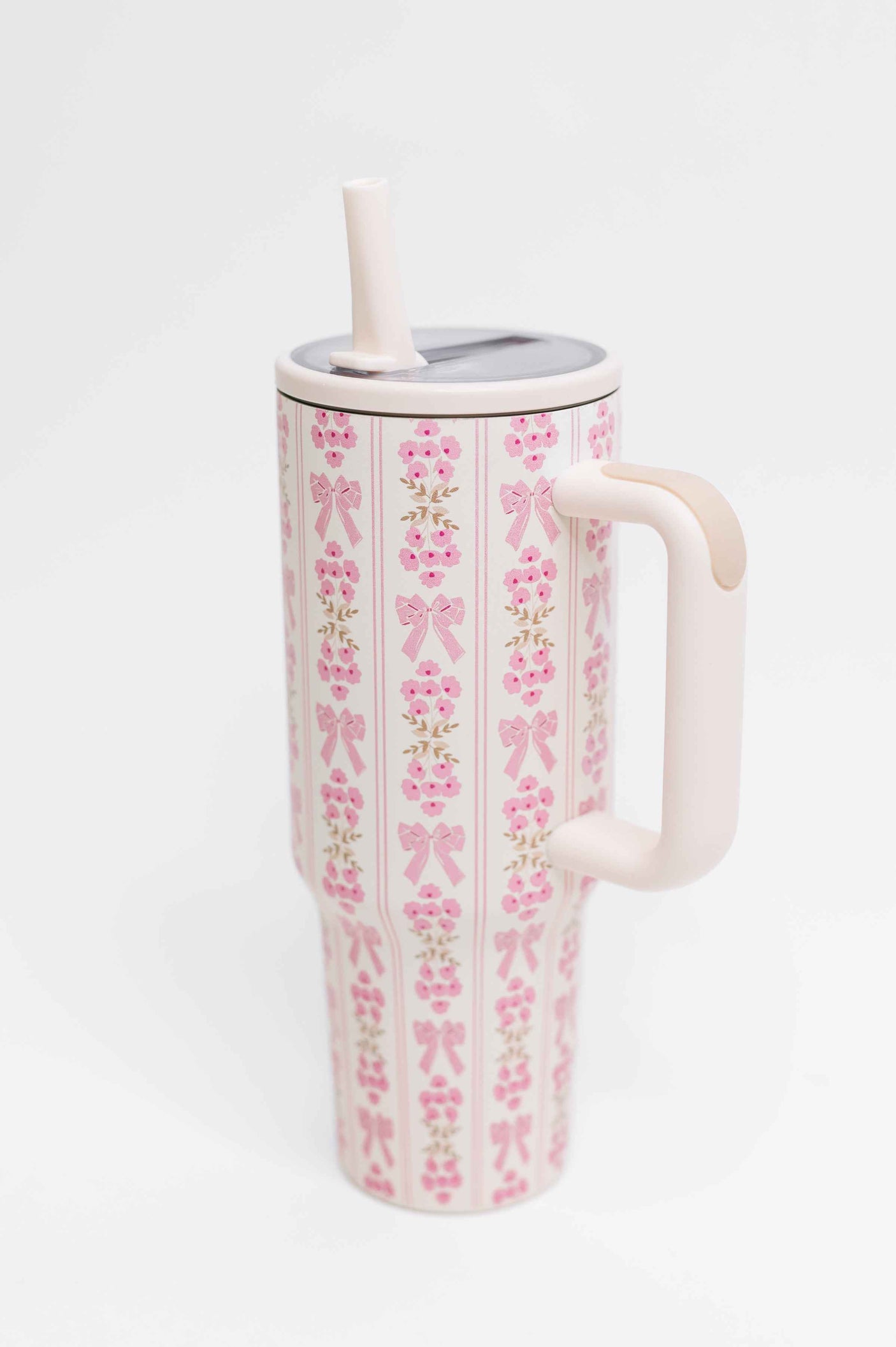 Girly Girl Bow and Floral Tumbler