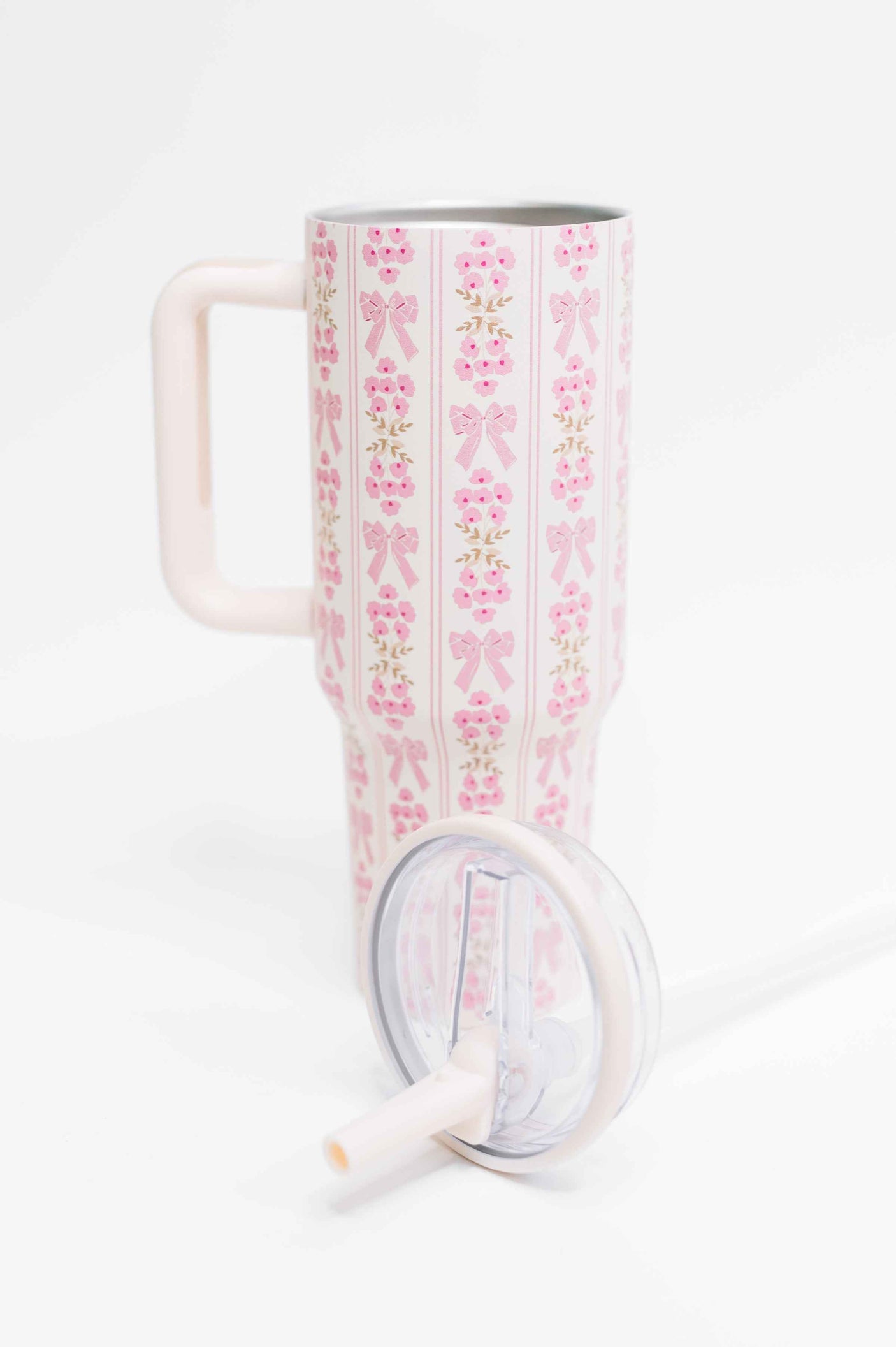Girly Girl Bow and Floral Tumbler