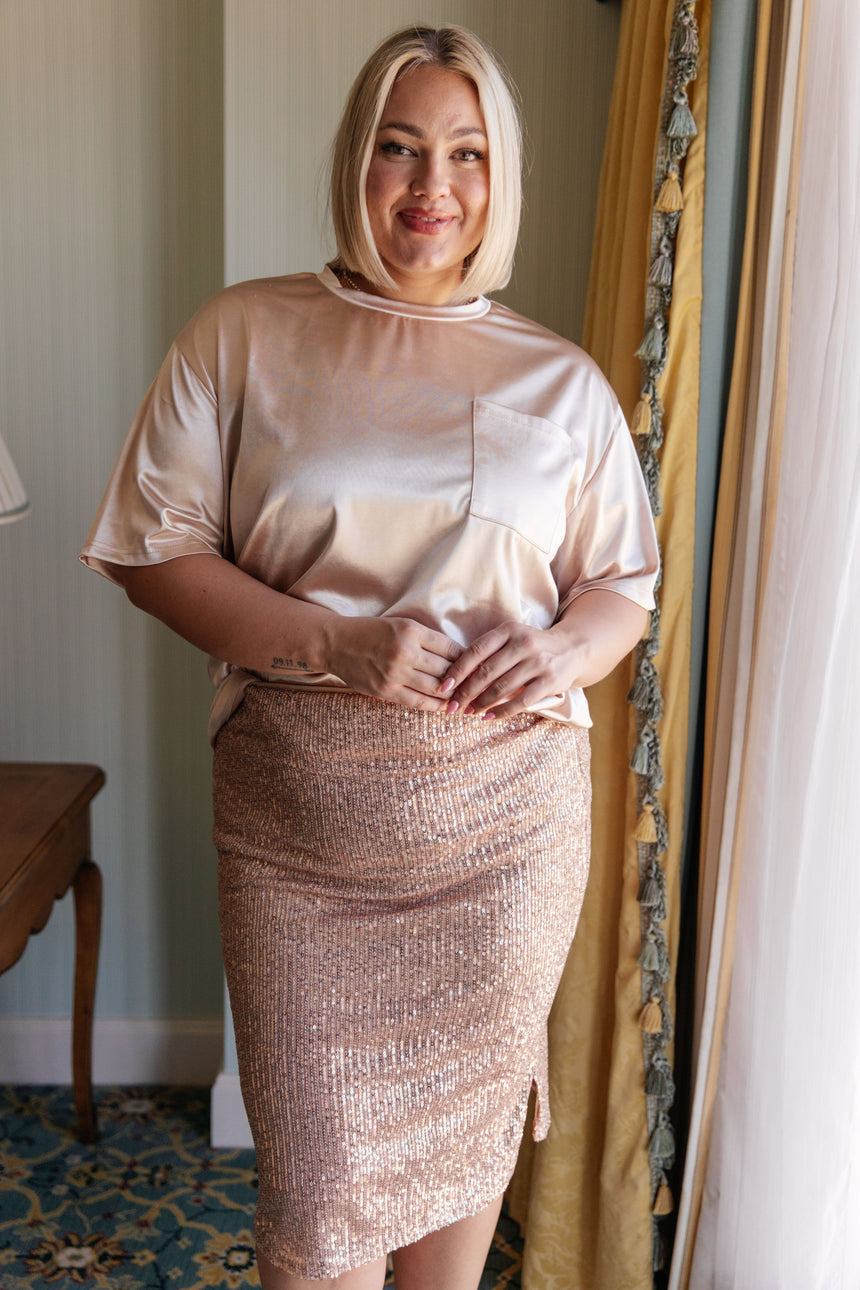 Gilded Age Sequin Skirt in Champagne - Liarian Unlimited Boutique