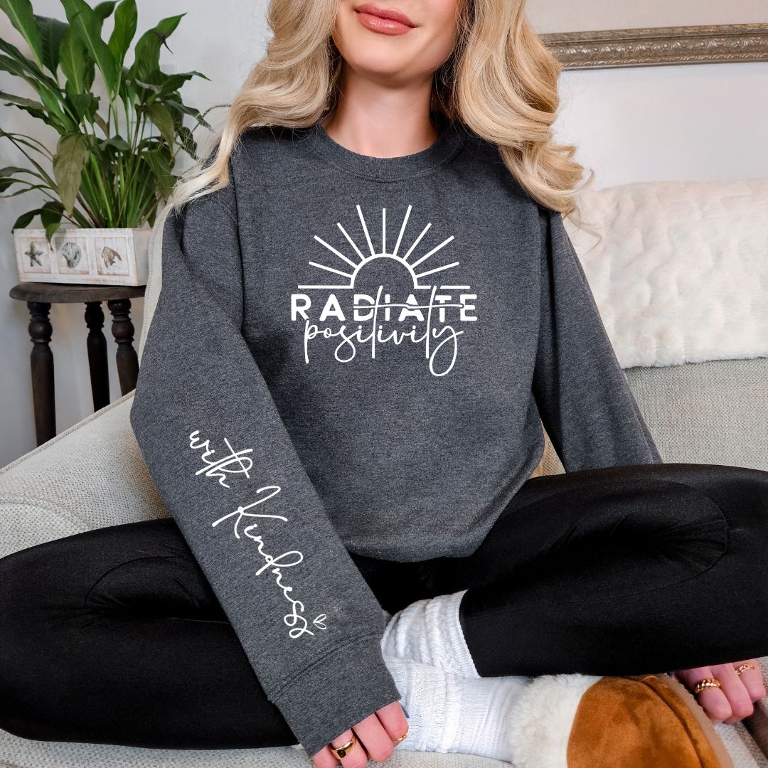 Radiate Positivity Graphic Sweatshirt in Three Colors - Liarian Unlimited Boutique