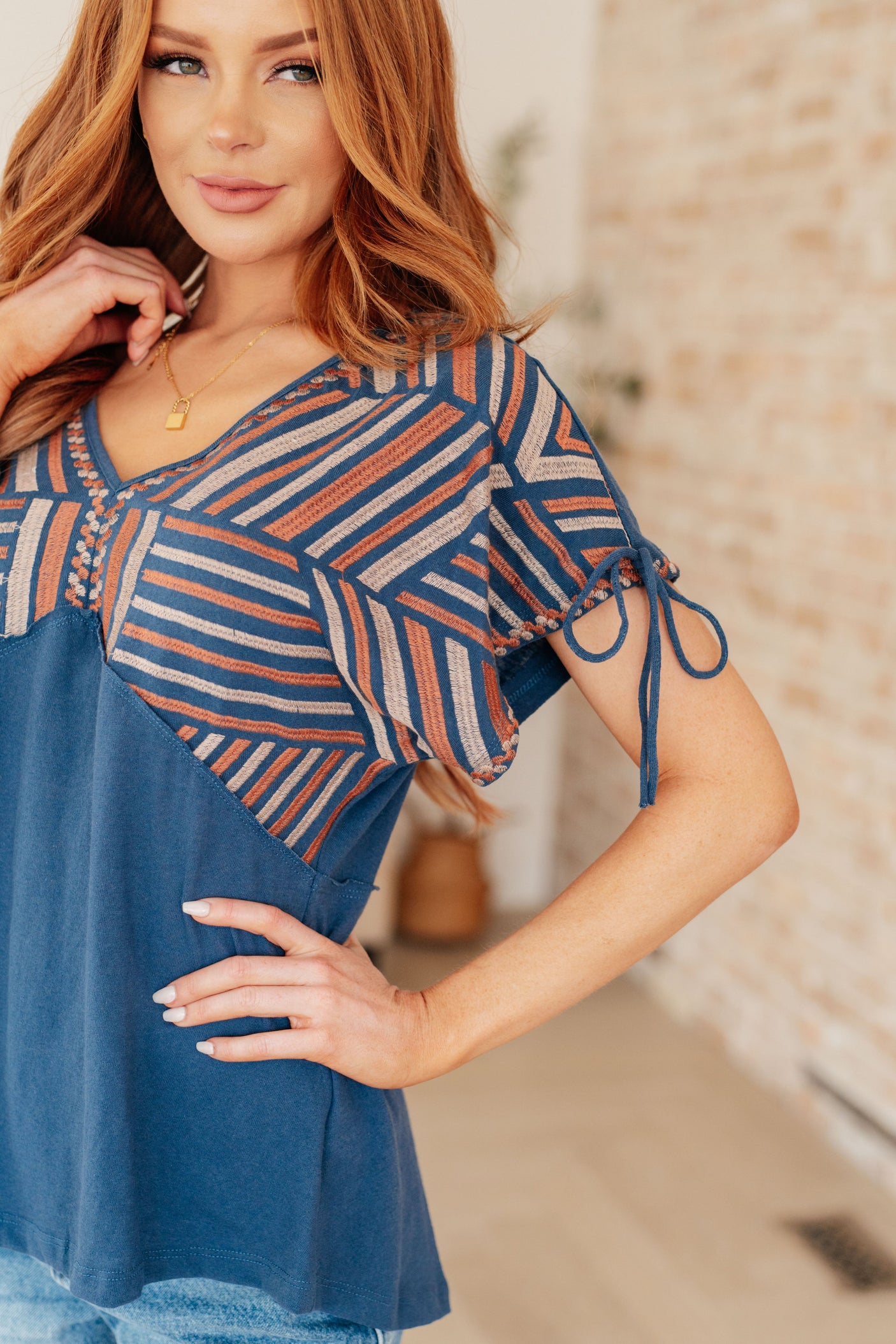 Greece Lightning V-Neck Blouse - Liarian Unlimited Boutique