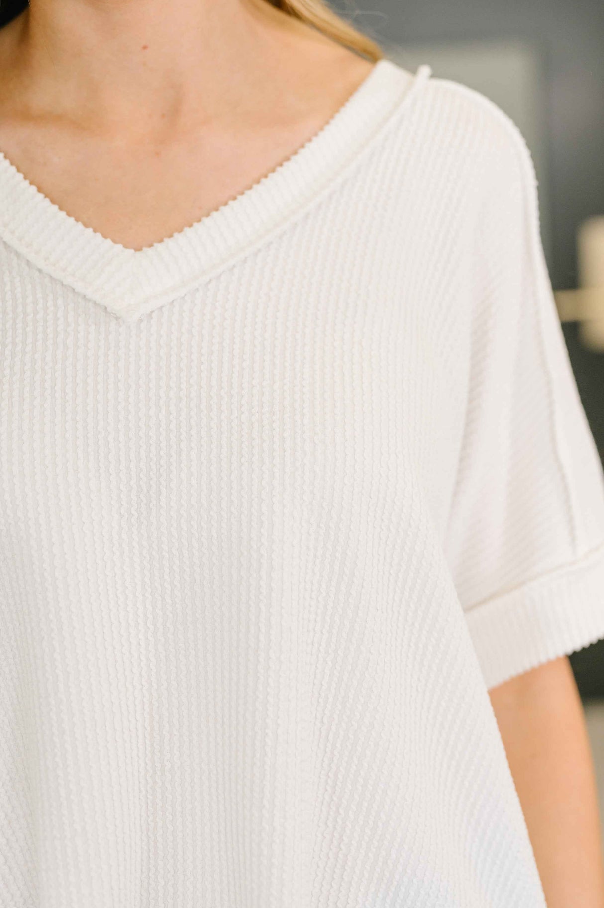 Growing Restless V-Neck Tee in White