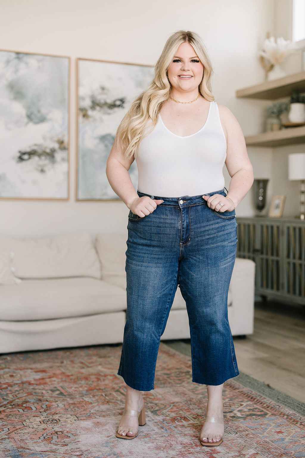 Hayes High Rise Wide Leg Crop Jeans - Liarian Unlimited Boutique