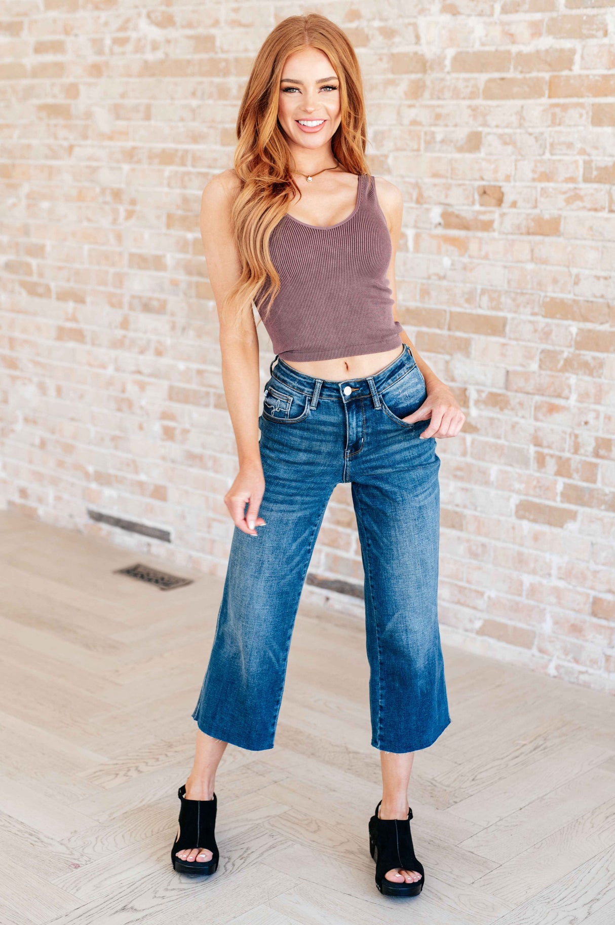 Hayes High Rise Wide Leg Crop Jeans - Liarian Unlimited Boutique