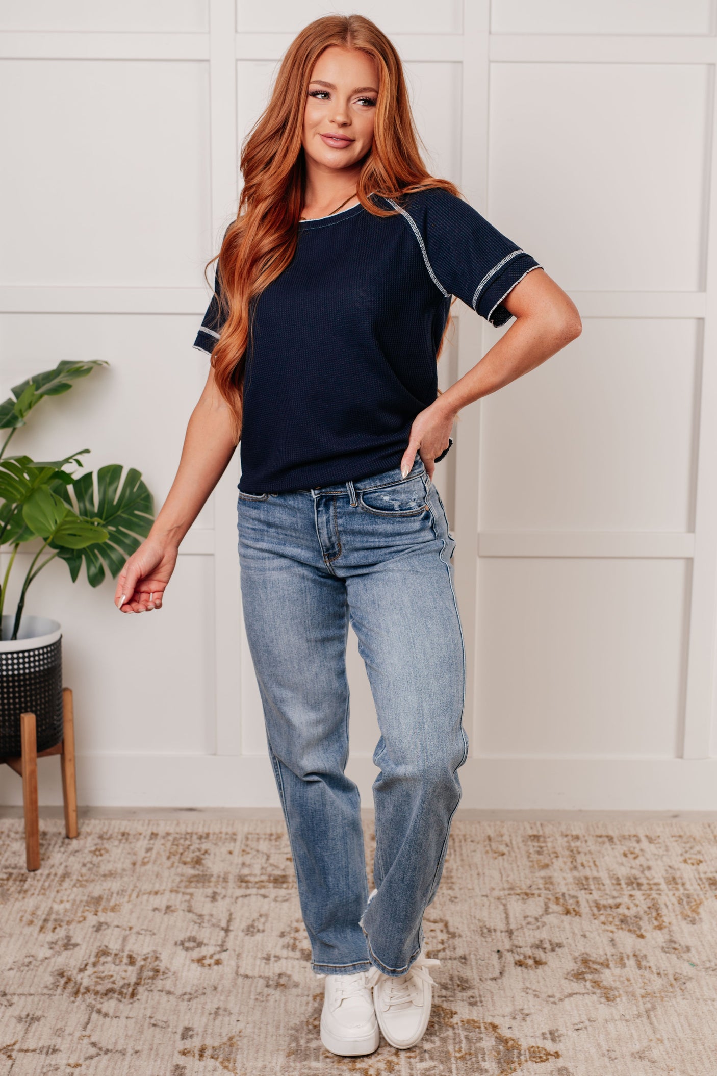 Camiseta de punto gofre Heartbreaker en azul