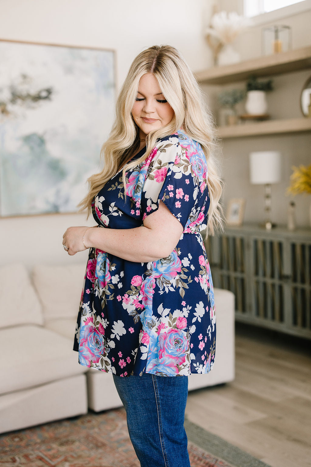 Top floral Hello Hummingbird