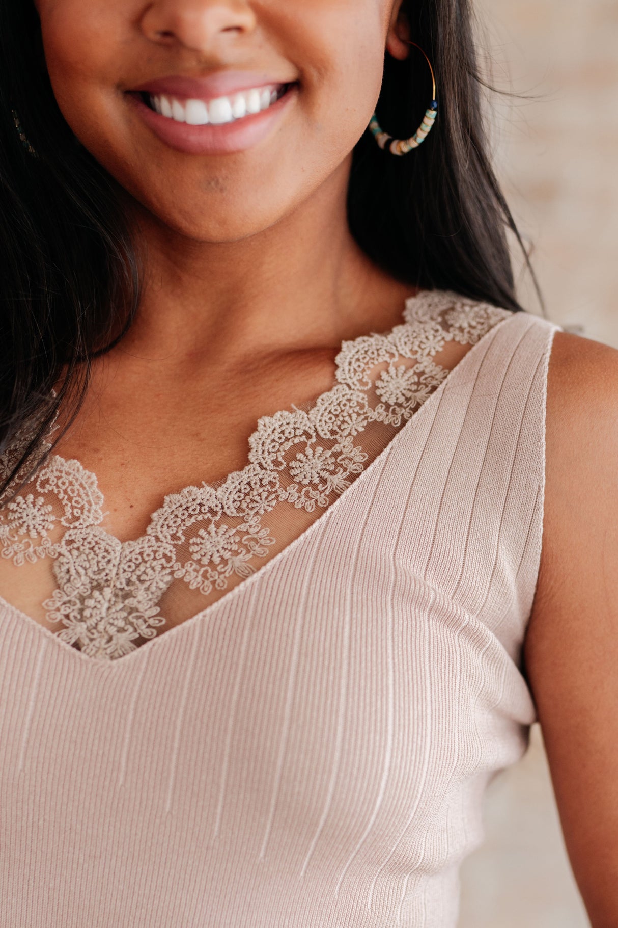 I Can Love You Better Lace Tank in Taupe - Liarian Unlimited Boutique