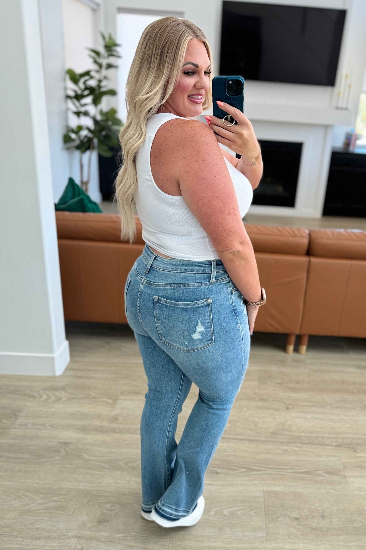 Isla Mid Rise Distressed Released Hem Bootcut Jeans - Liarian Unlimited Boutique