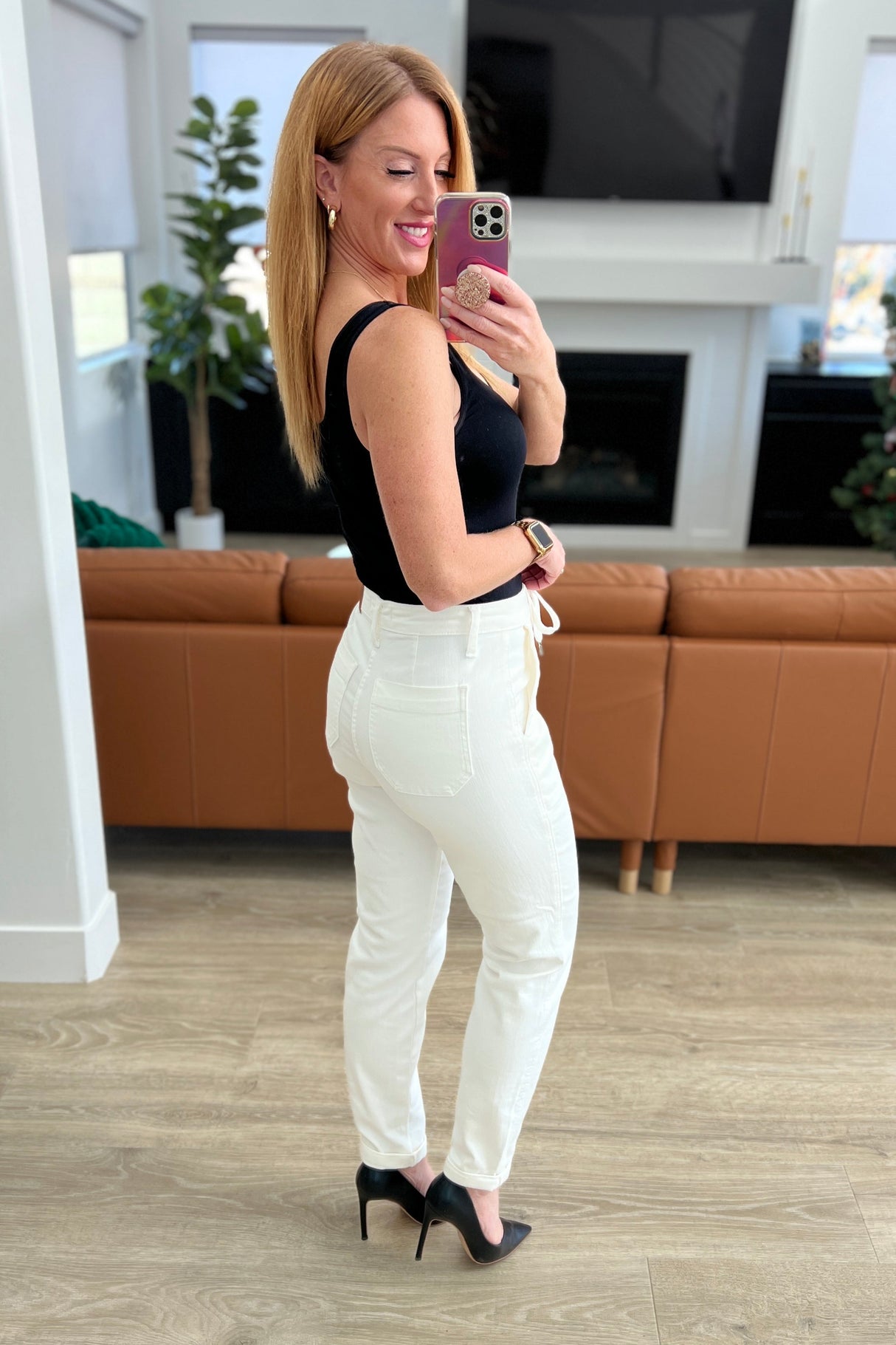 Charlene High Rise Jogger in Ecru - Liarian Unlimited Boutique