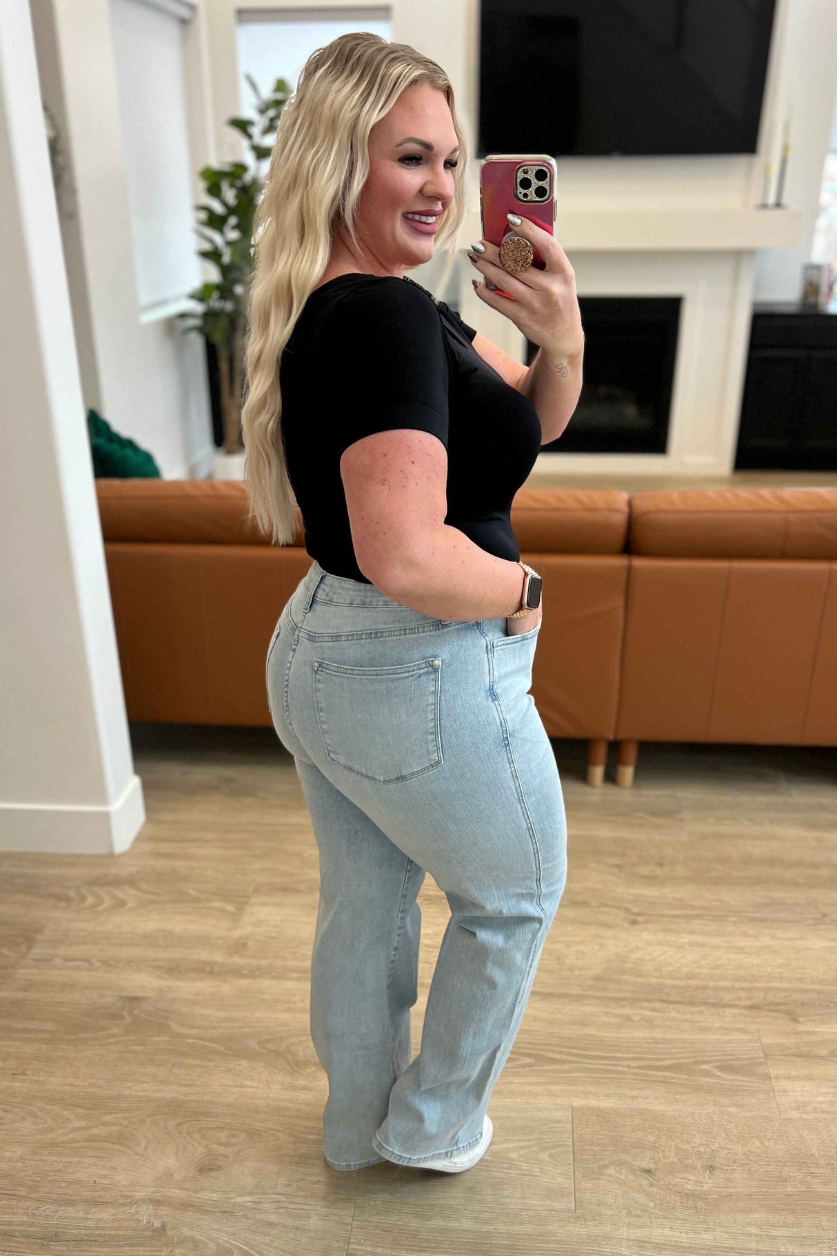 Brooke High Rise Control Top Vintage Wash Straight Jeans - Liarian Unlimited Boutique