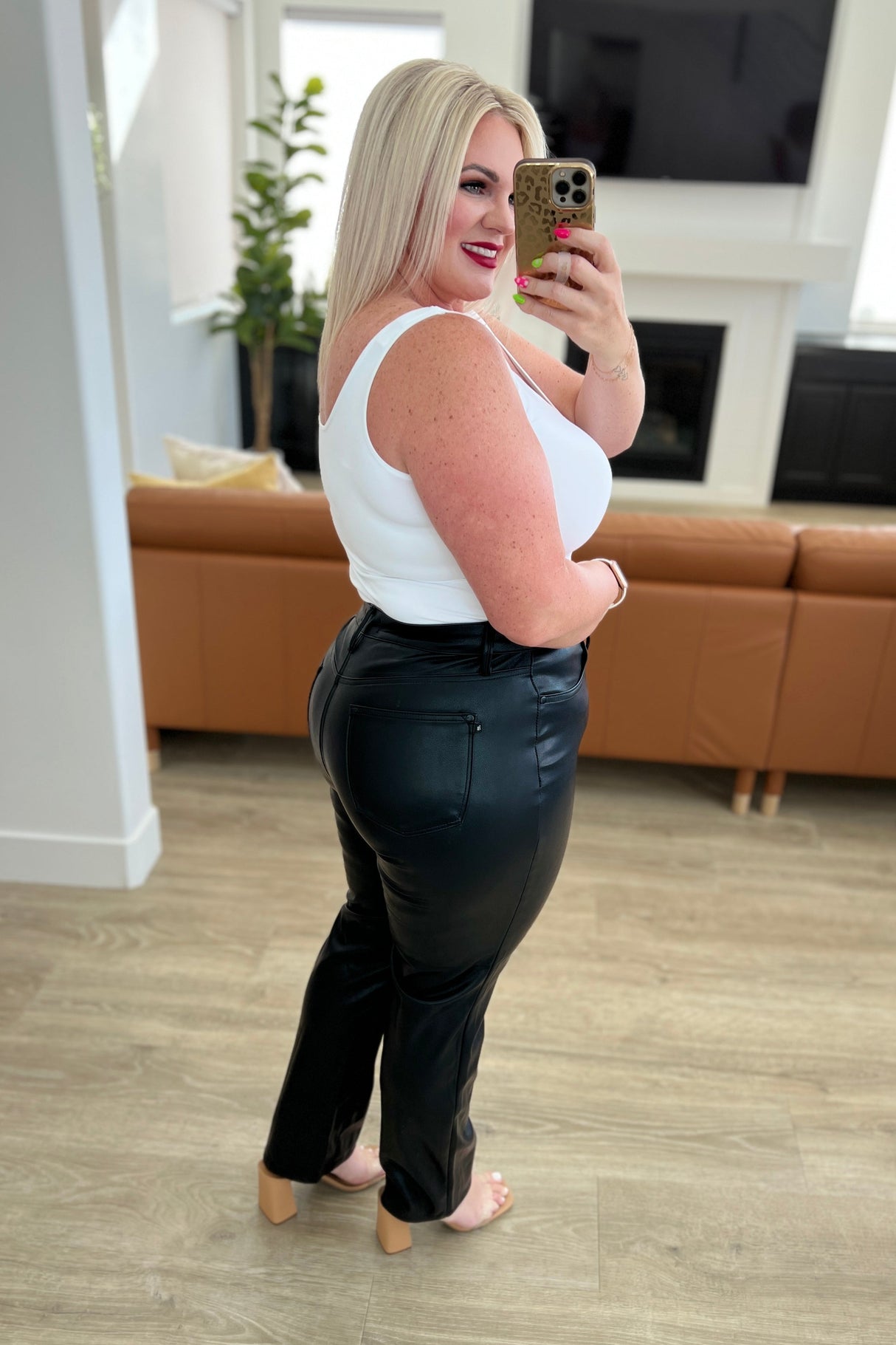 Tanya Control Top Faux Leather Pants in Black - Liarian Unlimited Boutique
