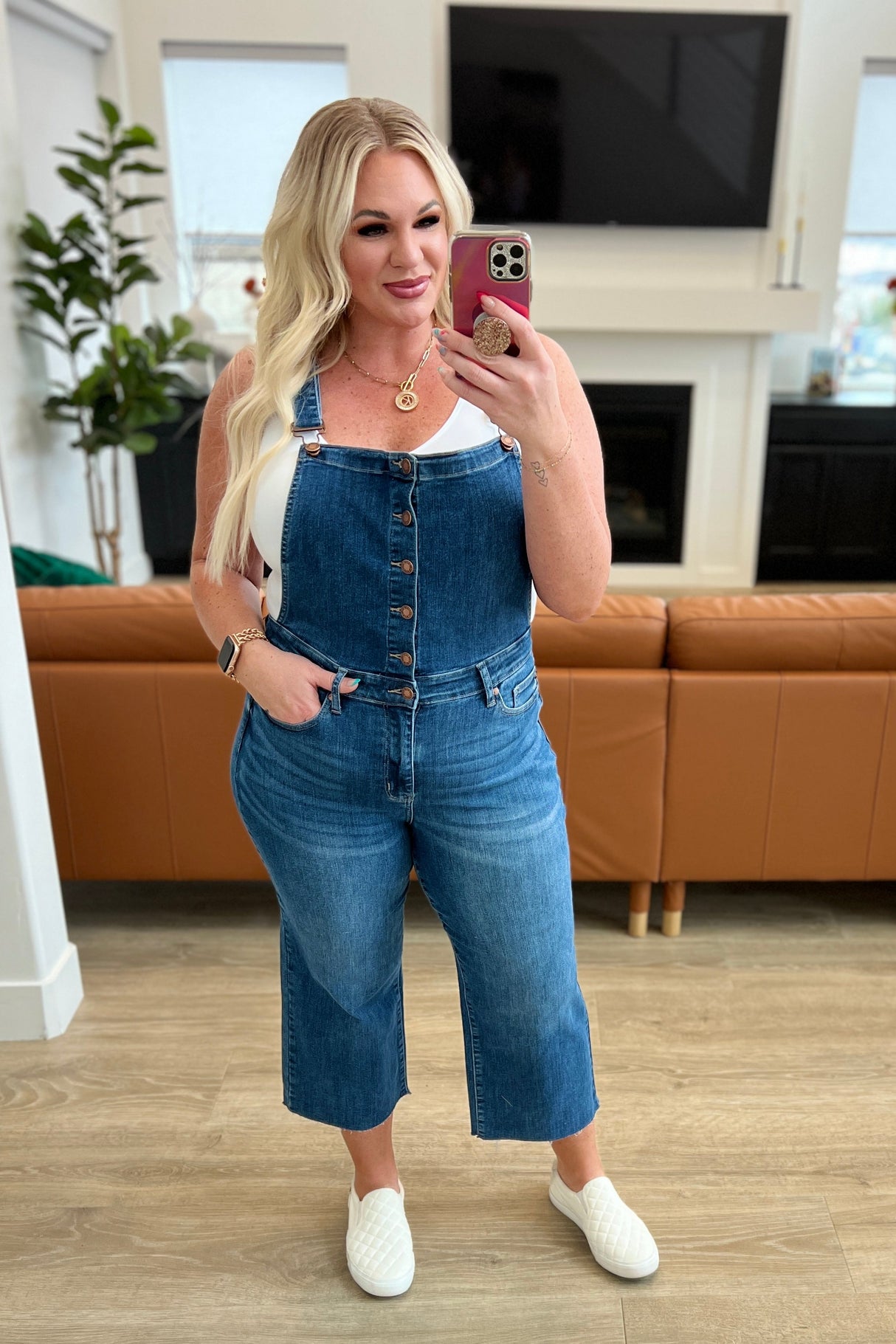 Priscilla High Rise Crop Wide Leg Denim Overalls - Liarian Unlimited Boutique